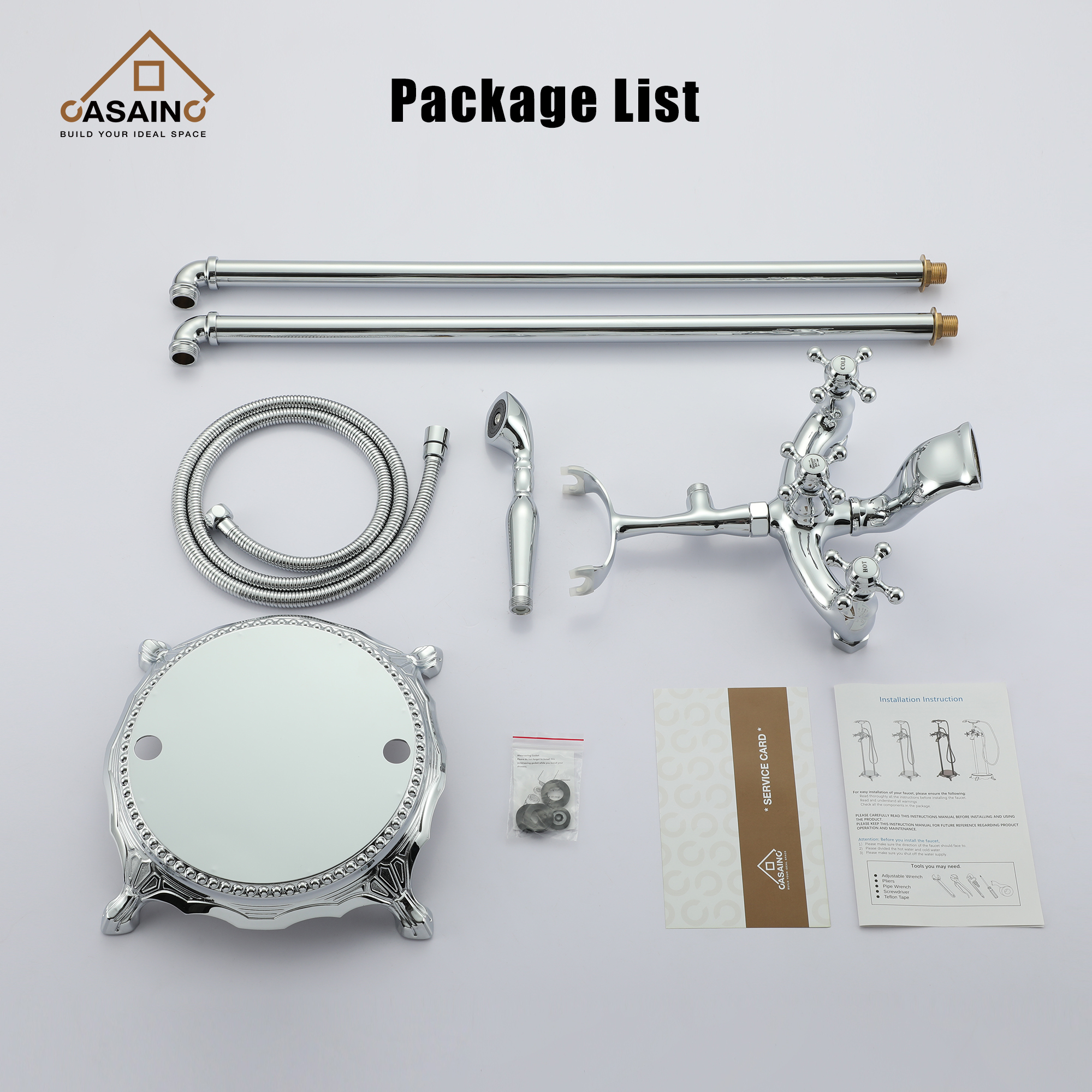 3-Handle Luxury Claw Foot Freestanding Tub Faucet in Chrome/Oil Rubbed Bronze