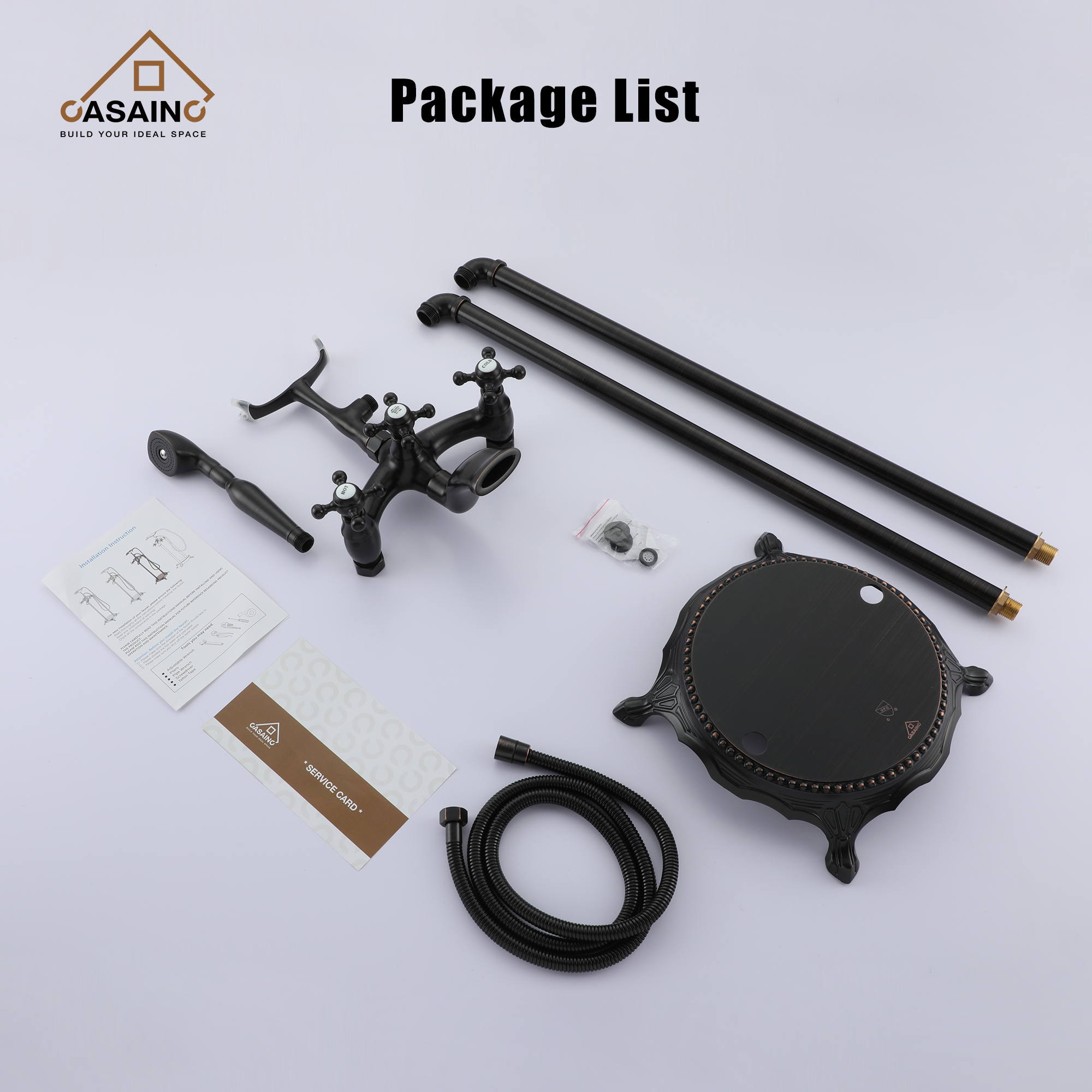 3-Handle Luxury Claw Foot Freestanding Tub Faucet in Chrome/Oil Rubbed Bronze