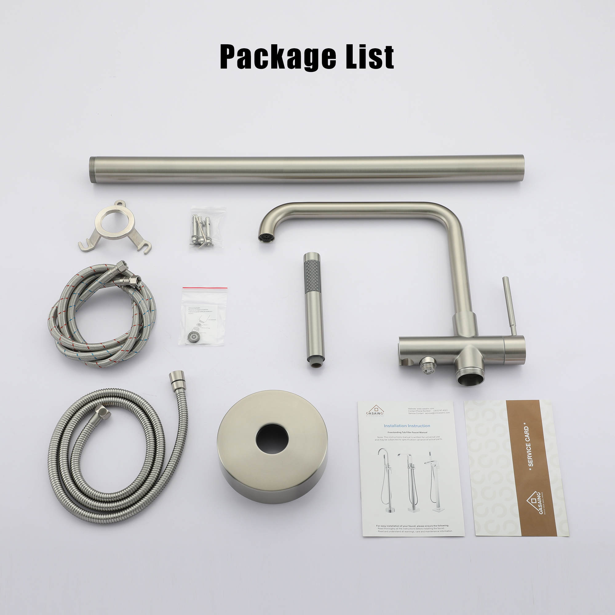 Single-Handle Freestanding Floor Mount Roman Tub Faucet Bathtub Filler with Hand Shower in Matte Black