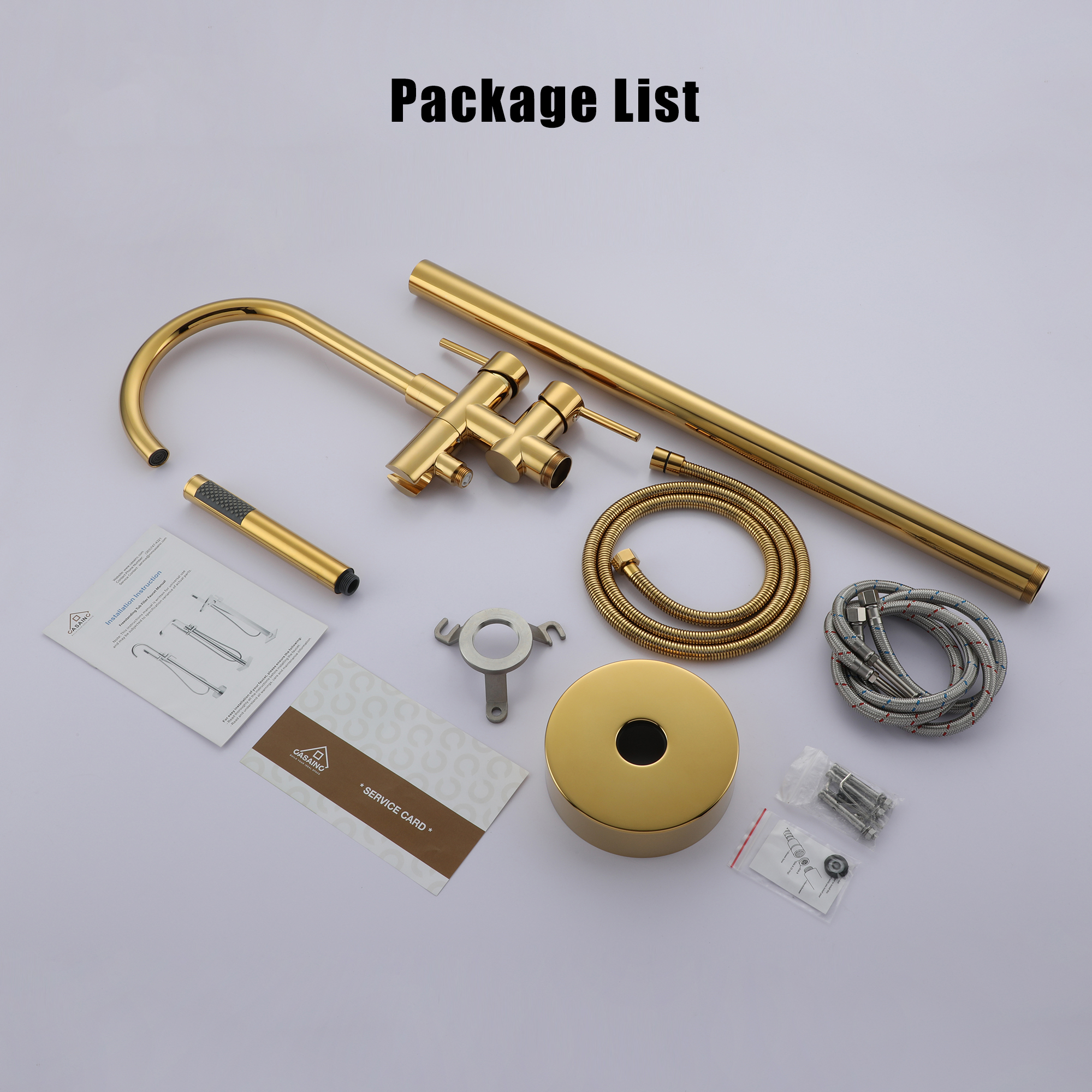 2-Handle Residentail Freestanding Bathtub Faucet with Hand Shower in Chrome