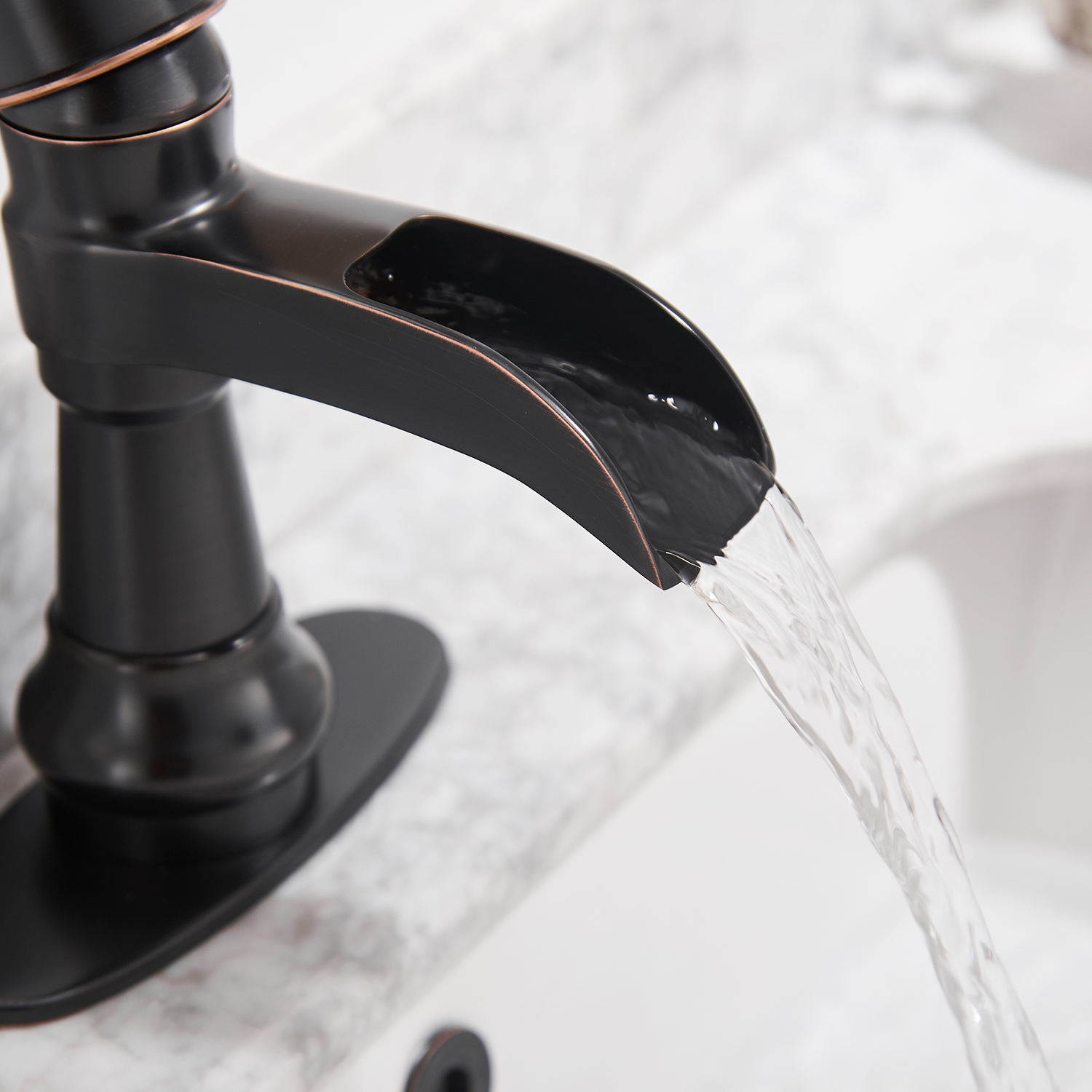 Single Handle Single Hole Bathroom Faucet with Deckplate Included, Pop Up Drain and Water Supply Hoses in Brushed Nickel/Oil Rubbed Bronze