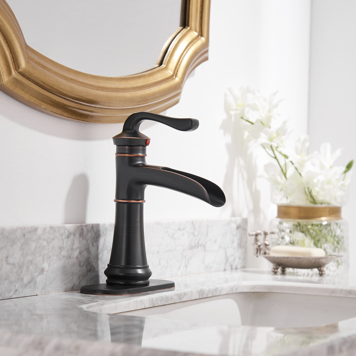 Boyel Living Single Handle Single Hole Bathroom Faucet with Deckplate Included, Pop Up Drain, Water Supply Hoses in Oil Rubbed Bronze