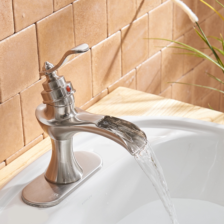 Boyel Living Single Handle Single Hole Bathroom Faucet with Deckplate Included, Pop Up Drain, Water Supply Hoses in Oil Rubbed Bronze/Brushed Nickel