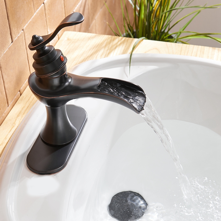 Boyel Living Single Handle Single Hole Bathroom Faucet with Deckplate Included, Pop Up Drain, Water Supply Hoses in Oil Rubbed Bronze/Brushed Nickel