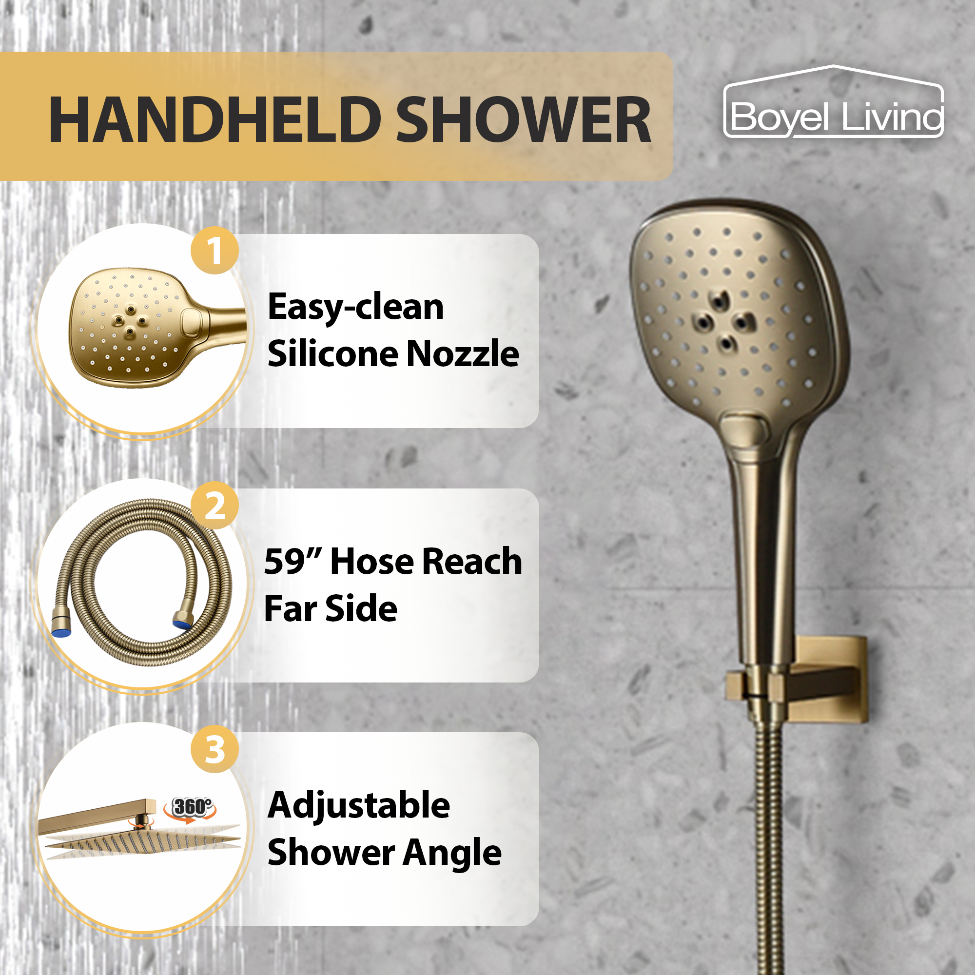10" Wall Mounted 2 Function Dual Shower Head System with Handheld