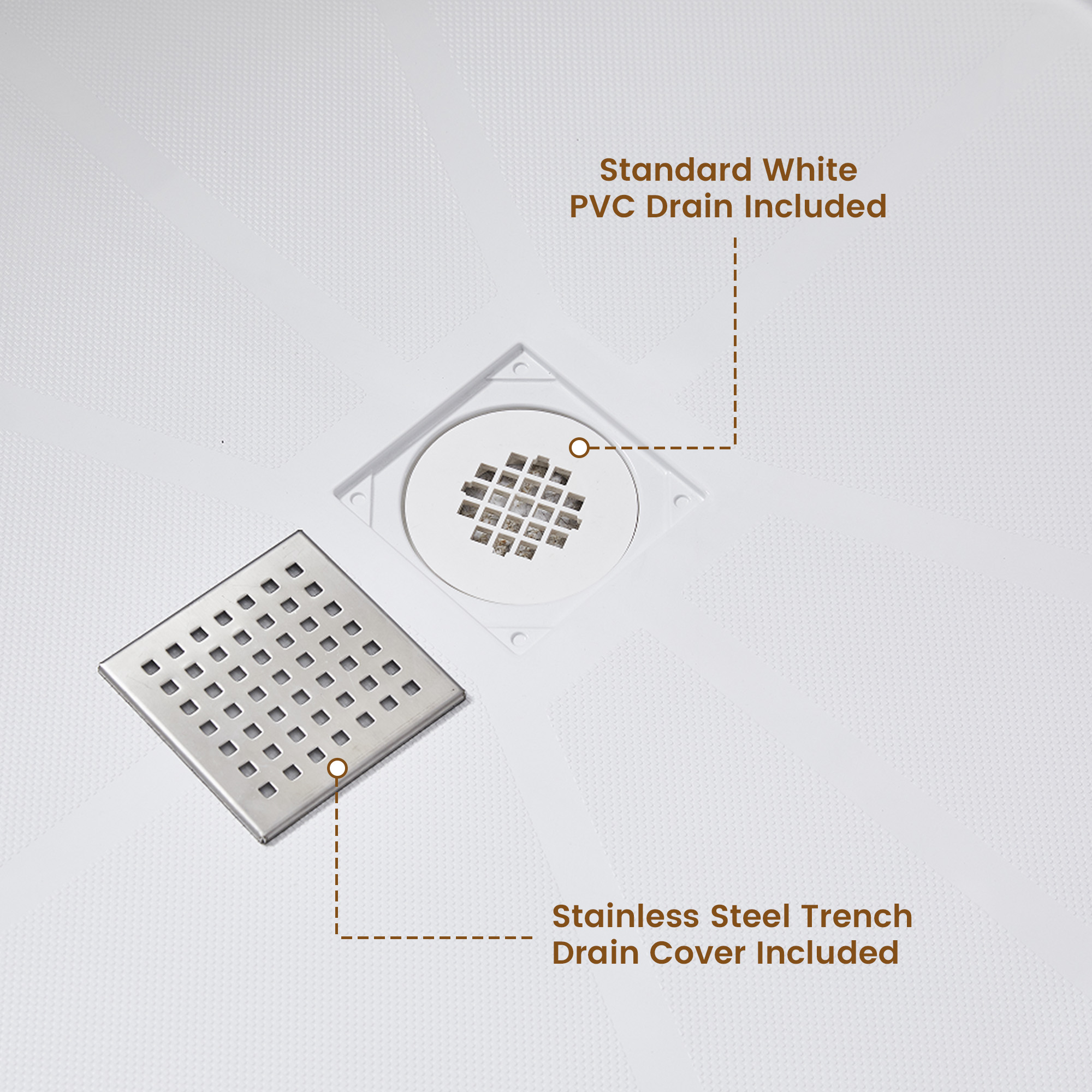 Rectangle Solid Surface White Shower Pan Base with Center Drain