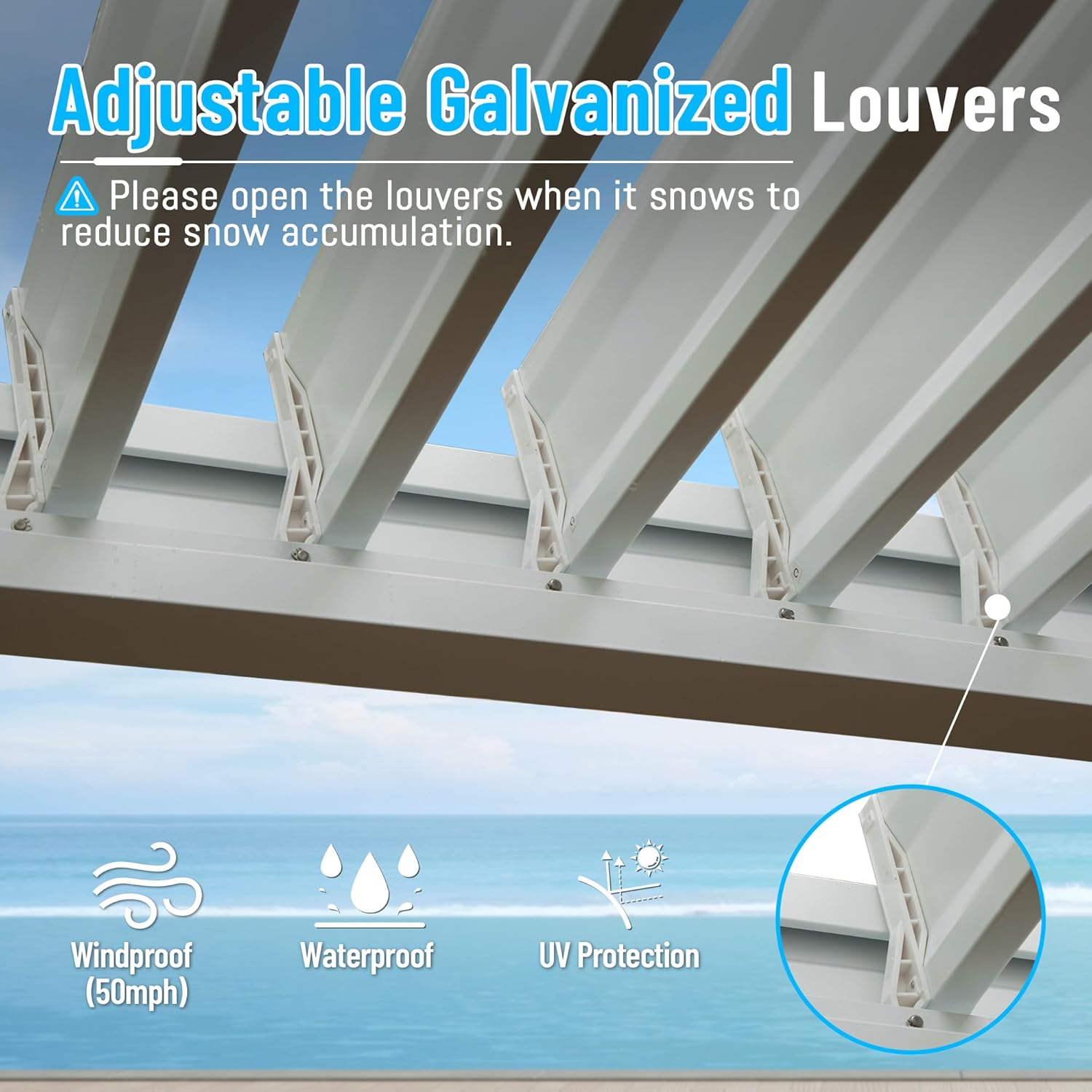 Louvered Pergola 10X13FT, Aluminum Pergola with Adjustable Roof, Aluminum Frame, Efficient Drainage System, Outdoor Pergola for Patio, Deck, Garden