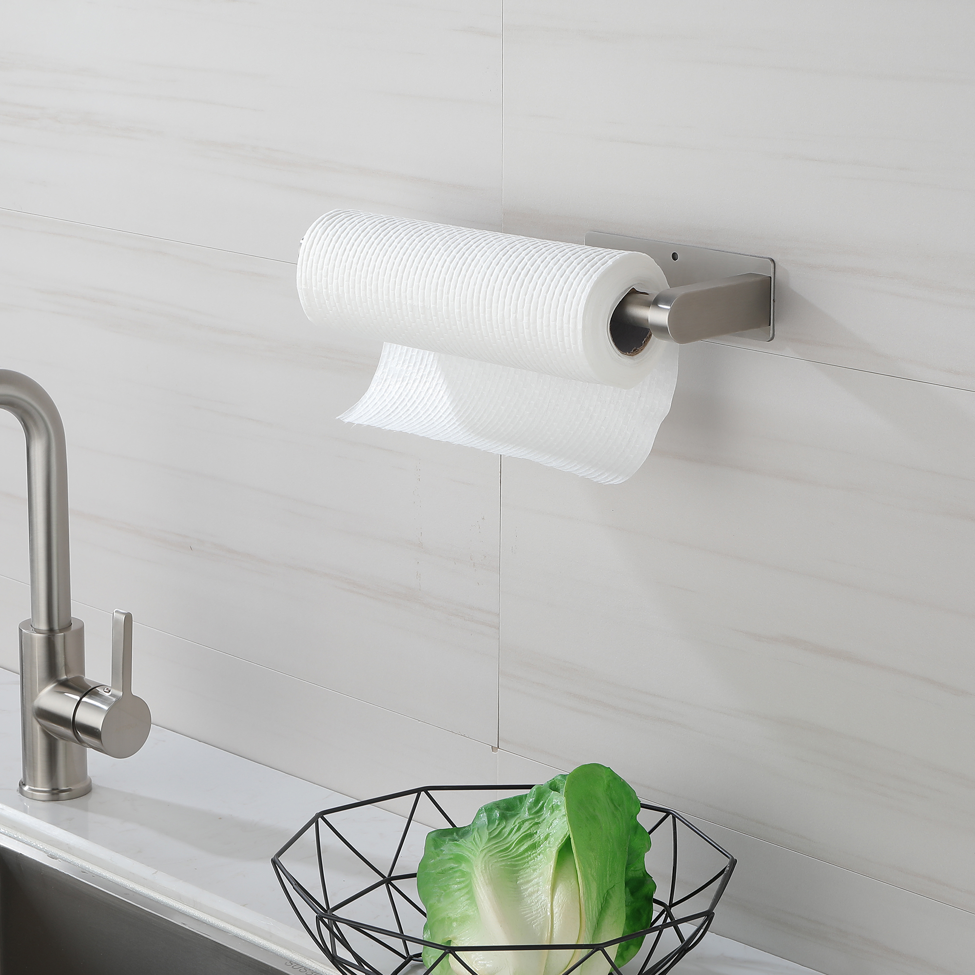  2-Pack 12 in. Wall-Mount Stainless Steel Paper Towel Holder Self Adhesive Paper Towel Holders in Brushed Nickel/Brushed Gold/Matte Black