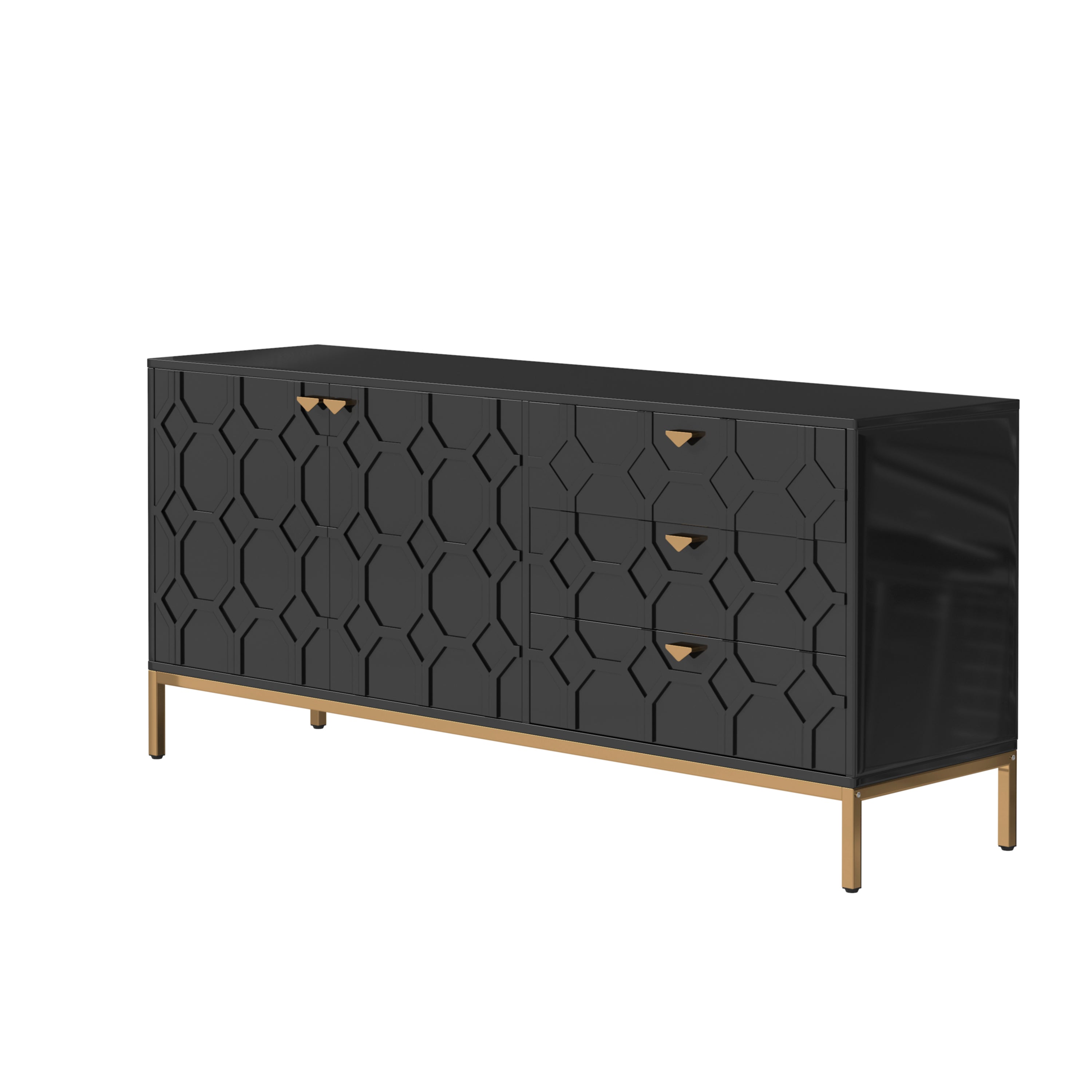 Sideboard Cabinet with Storage 3 Drawers & 2 Doors, Console Table with Storage Cabinet Buffet Cabinet for Living Room, Dining Room, Entryway