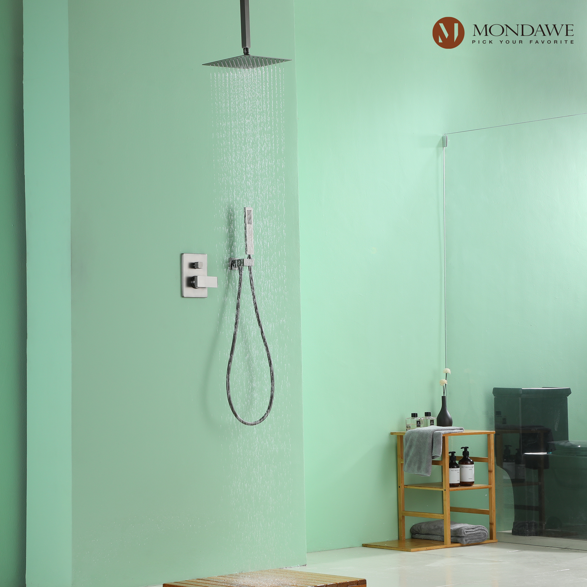 Mondawe 10 Inch Square Bathroom Shower Set(black, chrome, gold, nickel,  gun black)-Mondawe