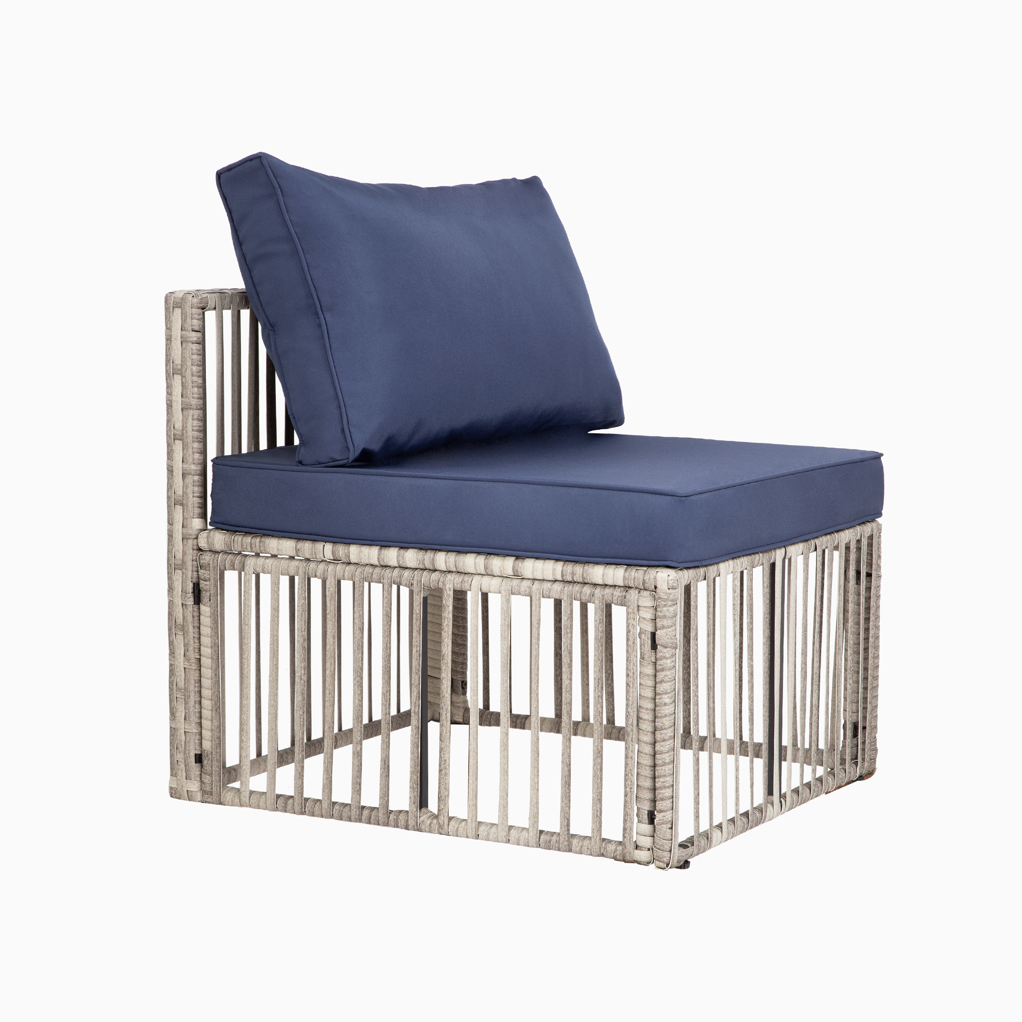 7-Piece Outdoor Patio Furniture Set – PE Rattan Sectional Sofa with Cushions & Coffee Table, All-Weather Wicker, Removable Covers，Gray/Blue/Brown