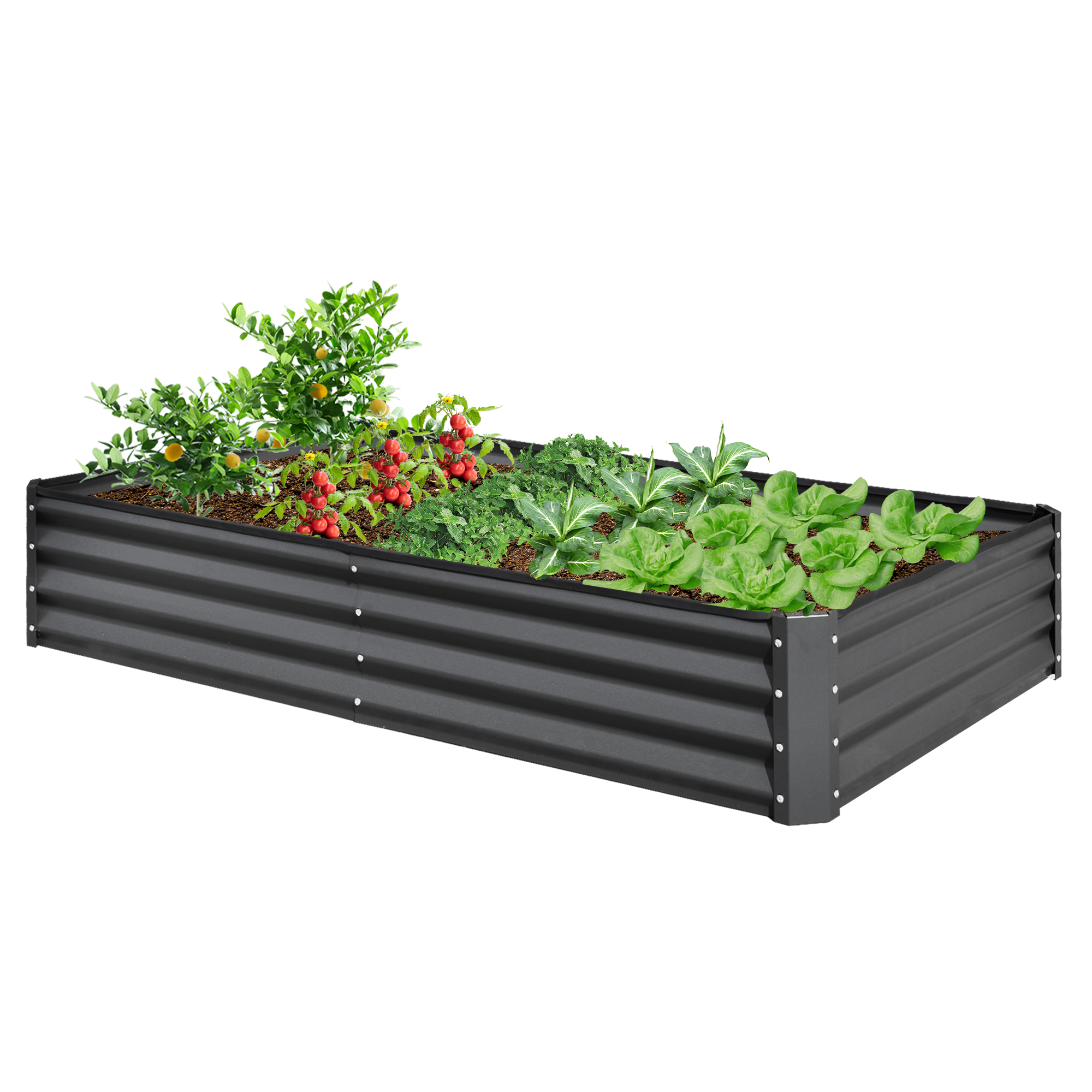 6x3x1ft Galvanized Raised Garden Bed, Outdoor Planter Garden Boxes Large Metal Planter Box for Gardening Vegetables Fruits Flowers,Gray/Silvery/Green