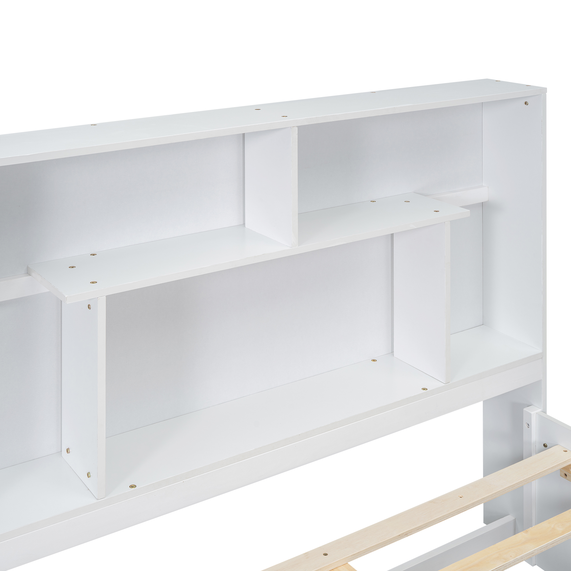 Full/Queen Size Platform Bed with Storage Headboard and 2 Drawers, Gray/White