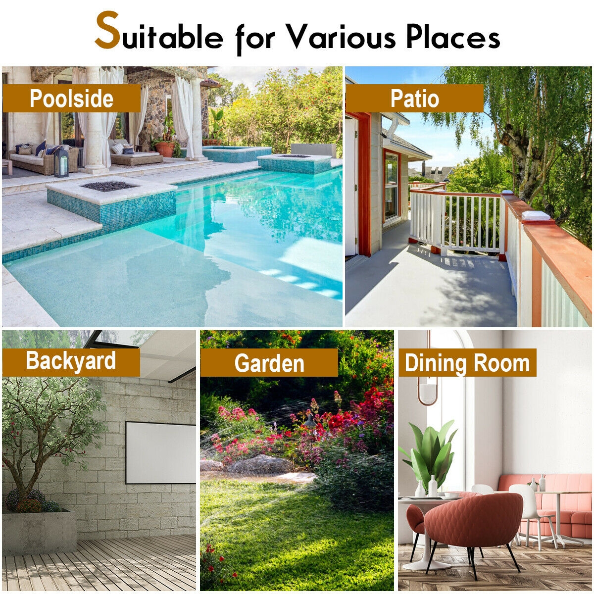 Mondawe 5 Pieces Patio Rattan Dining Set Table with Wooden Top-Mondawe