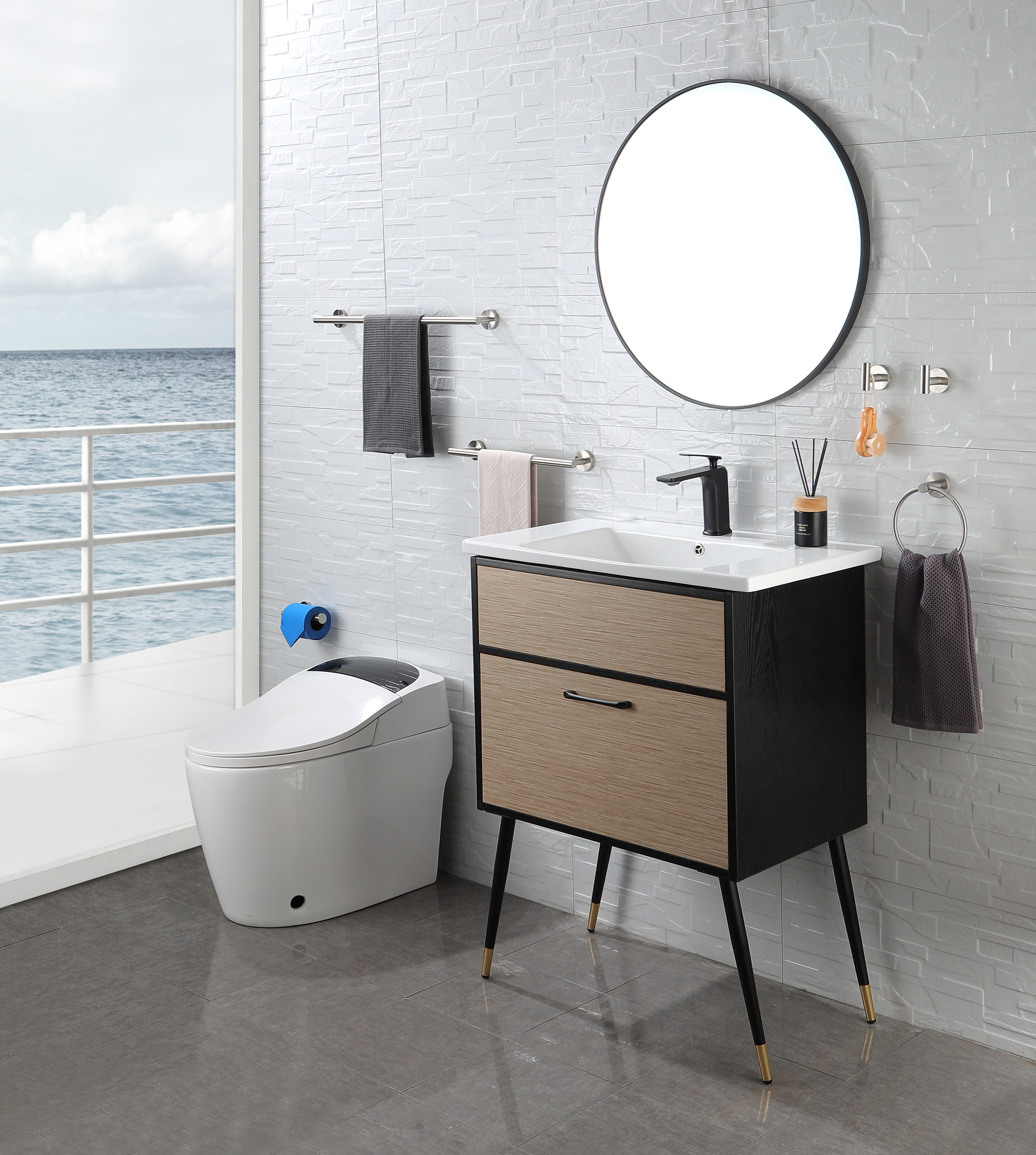 6 Piece Stainless Steel Bathroom Towel Rack Set Wall Mount-Mondawe