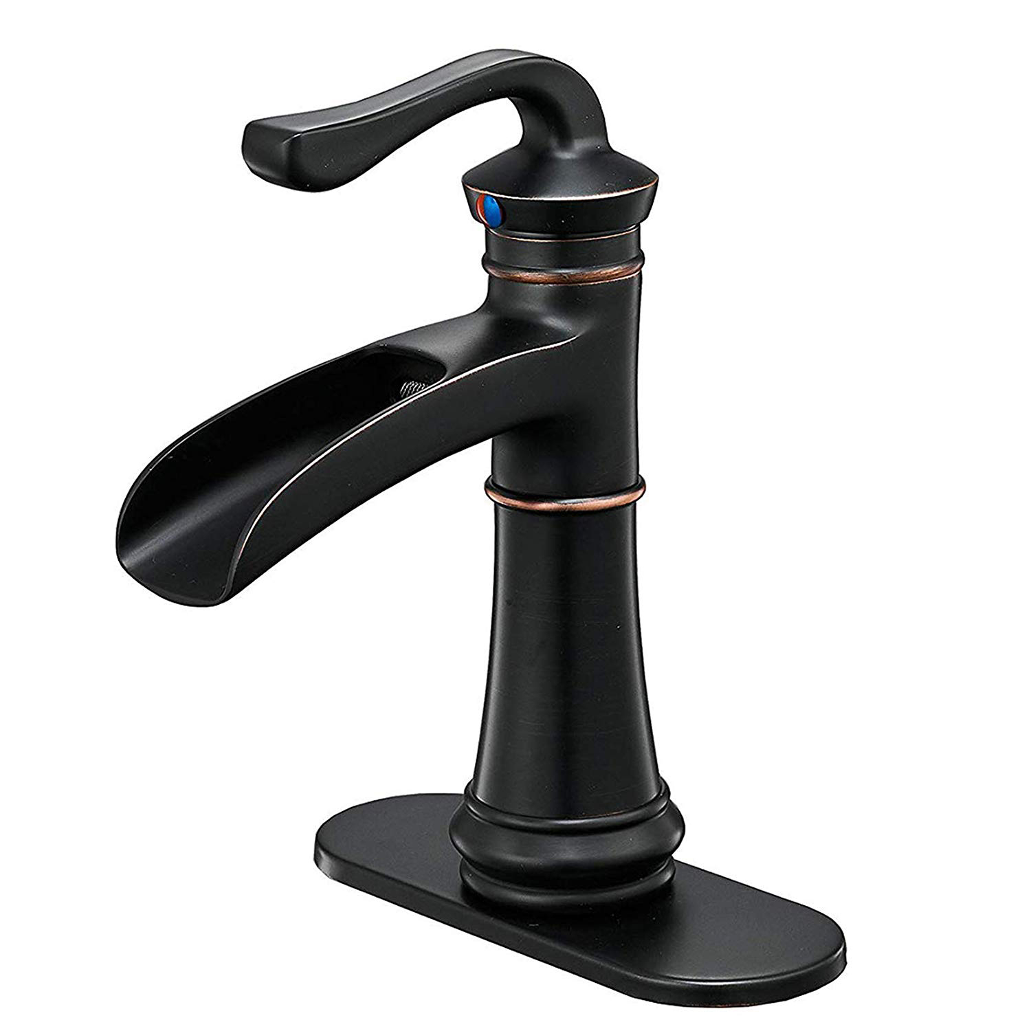 Boyel Living Single Handle Single Hole Bathroom Faucet with Deckplate Included, Pop Up Drain, Water Supply Hoses in Oil Rubbed Bronze