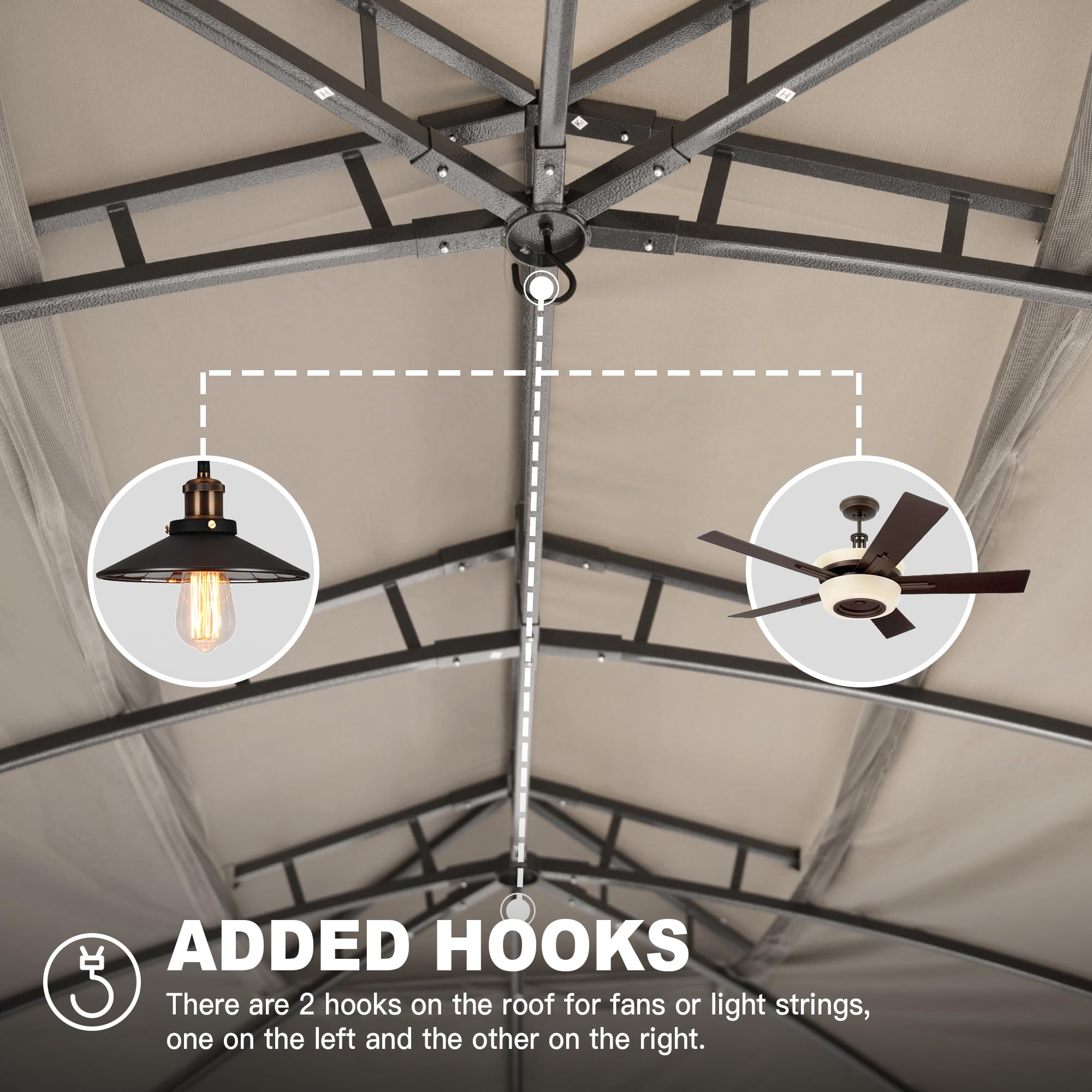 Outdoor Gazebo with Double Roofs, Privacy Curtains, Mosquito Nettings, Heavy Duty Metal Frame Party Tent Canopy for Patio, Backyard, Deck, Lawn