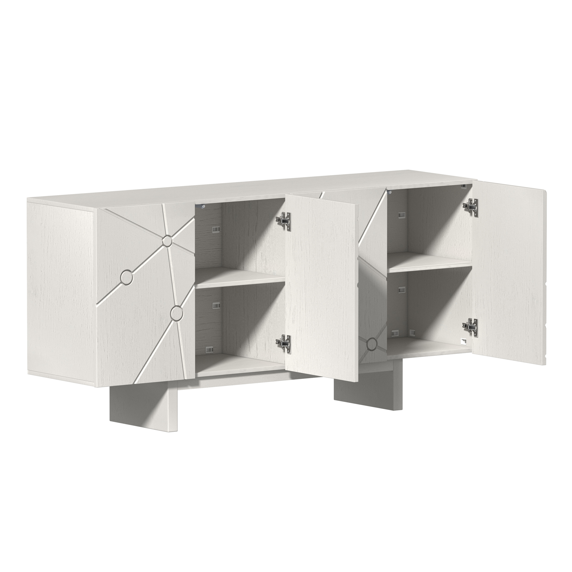 White/Brown 4-Door Modern Wood Grain Accent Storage Cabinet For Living Room, Foyer and Kitchen-Dining Room