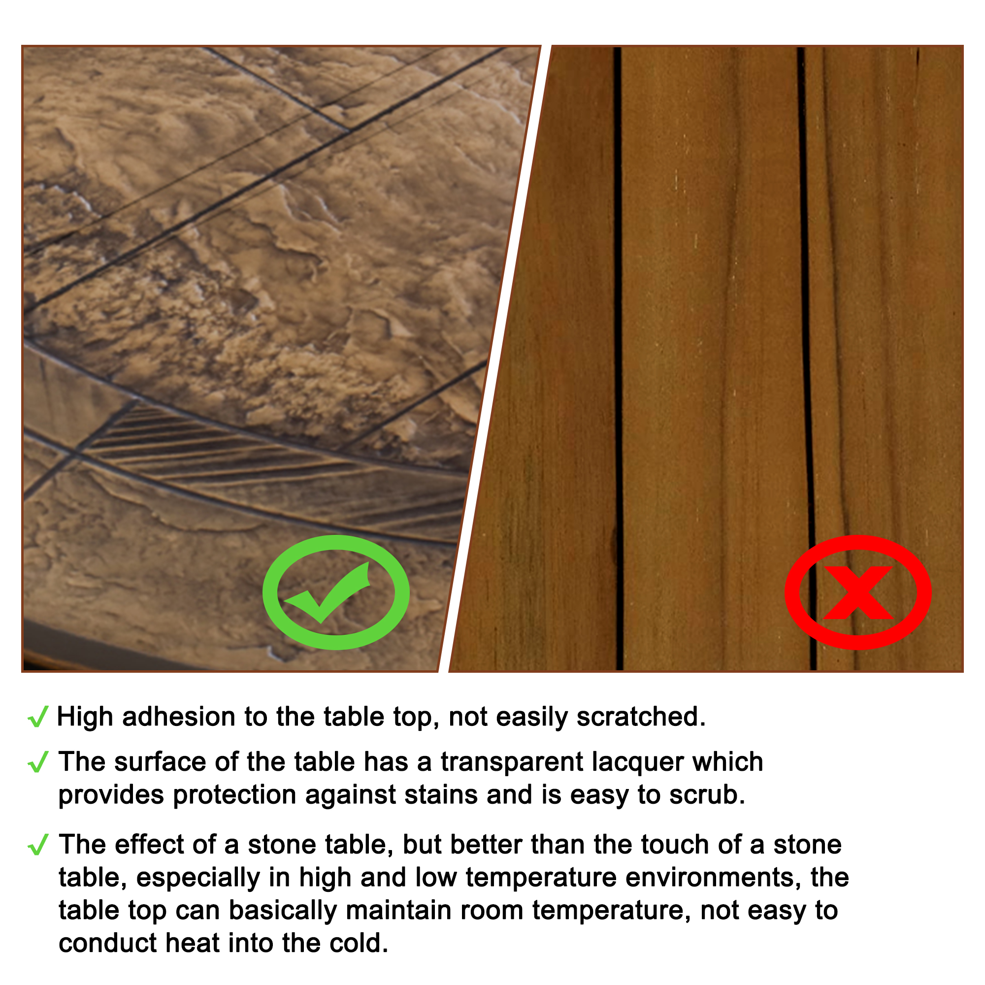 Dark Gold Round Aluminum 28 in. H Faux Wood Top Outdoor Patio Dining Table with Umbrella Hole-Boyelliving