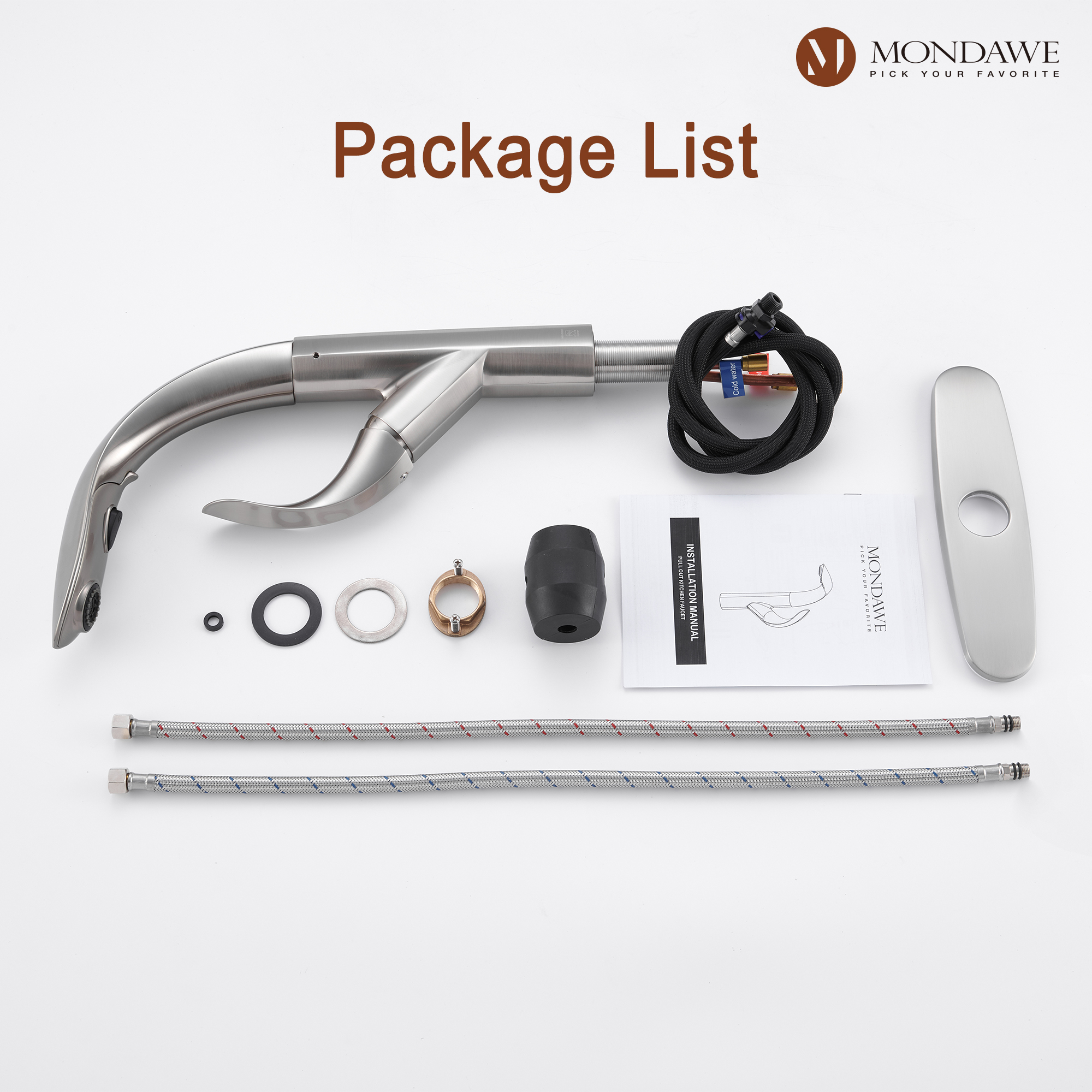 BN-Mondawe 3-FunctionTulip High Arc Pull Down Single Handle Deck Mount Best Kitchen Faucets 2022-Mondawe