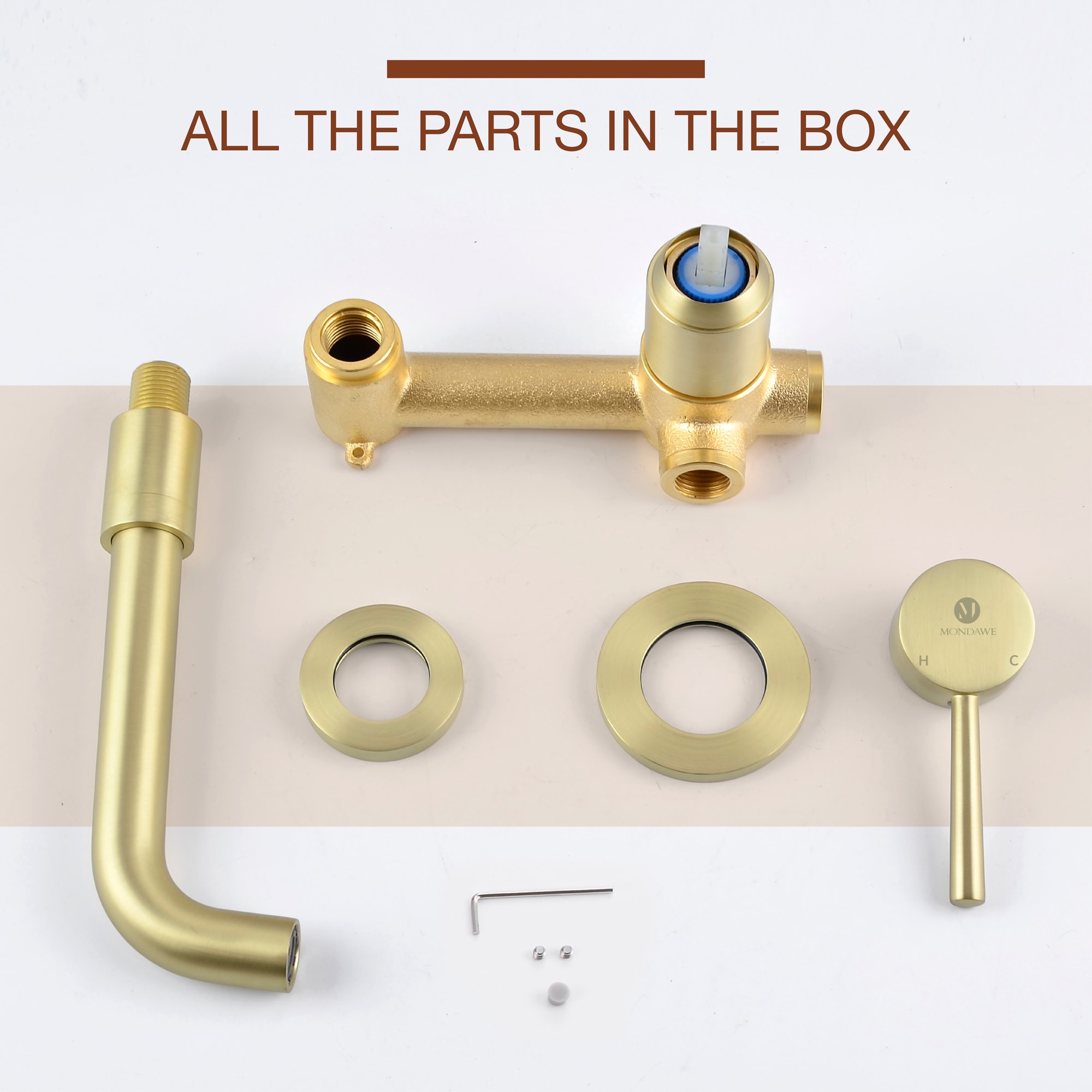 Mondawe Wall Mount Bathroom Sink Faucet Single Handle in Black/Gold-Mondawe