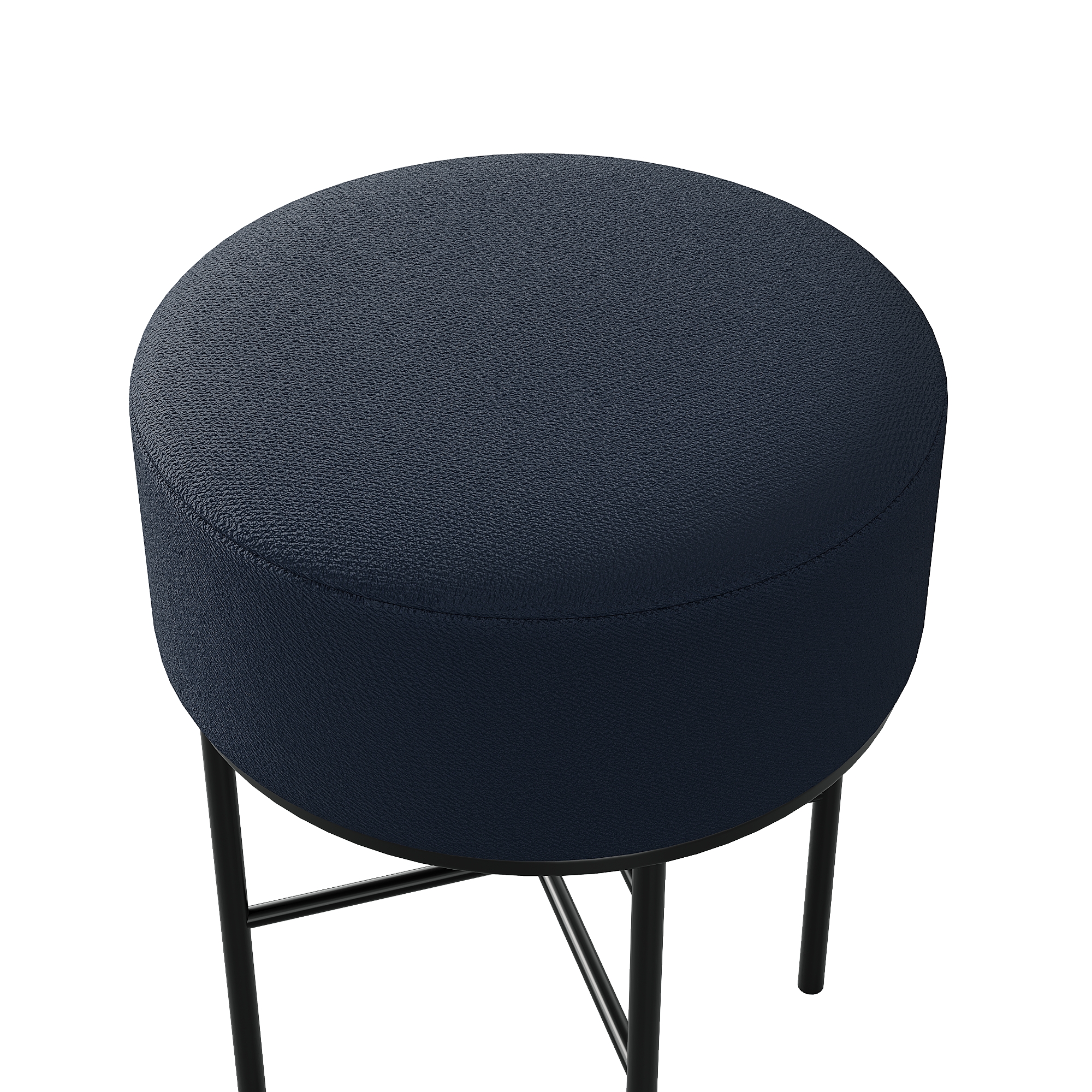 2 pcs Round Cushioned Vanity Stool, Linen Upholstered Vanity Stool for Makeup Room, Modern Soft Stool for Bar and Dining, Ottoman Footrest Stool with Metal Legs for Living Room, Bedroom(Matcha Green/Black) 
