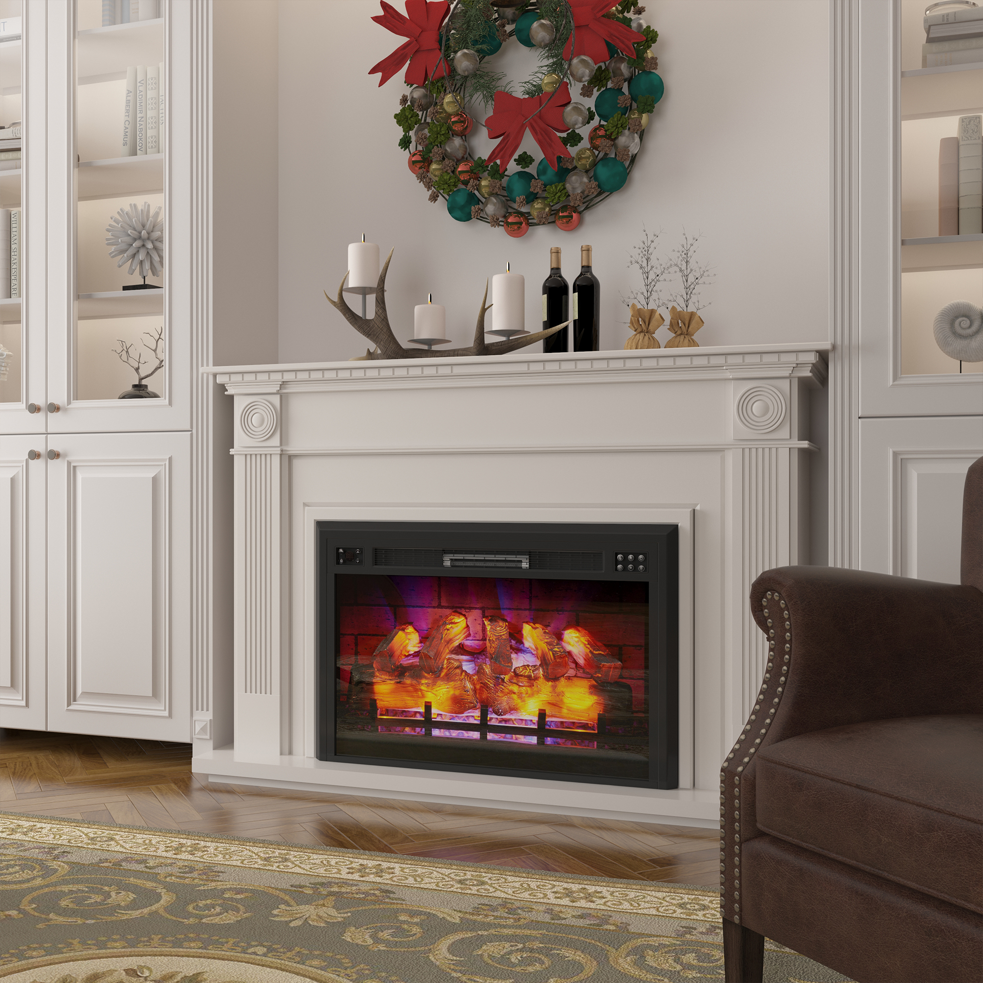 Mondawe 35 in. 5120 BTU Recessed Electric Fireplace with Remote Control & Double Overheat Protection-Mondawe
