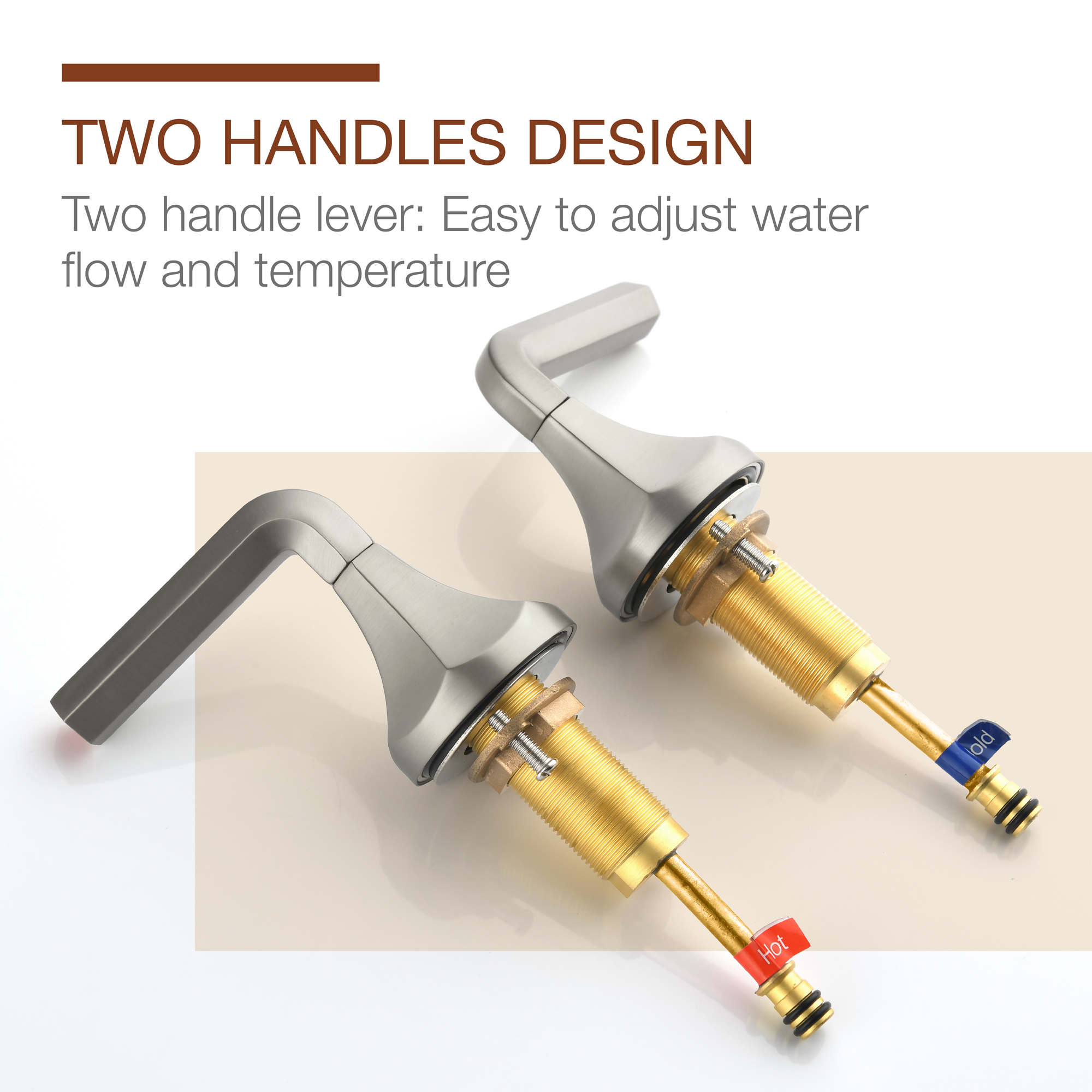 Hexagon 8 In Widespread Double-Handle Brass 3-Hole Widespread Bathroom Sink Faucet Bath Faucets-Mondawe