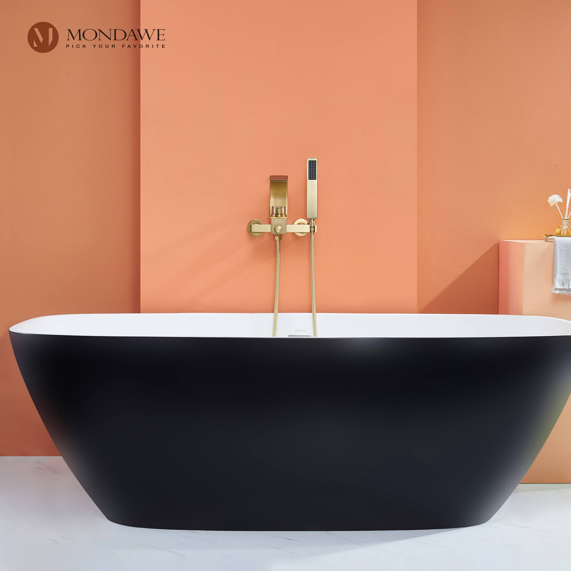 Mondawe Single Handle Shower Tub Kit with Waterfall Tub Spout and Handheld Shower Faucet, Wall Mounted-Mondawe