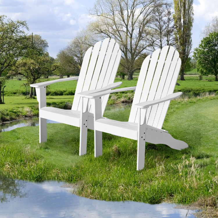Mondawe Outdoor Stationary Adirondack Chair with Slat Seat For Yard and Garden-Mondawe