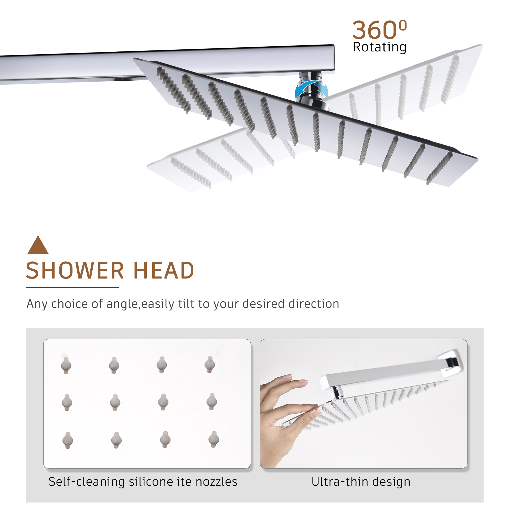 12" Thermostatic Complete Shower System with Rough-in Valve & 6 Body Jets Brushed Gold/Chrome/Matte Black