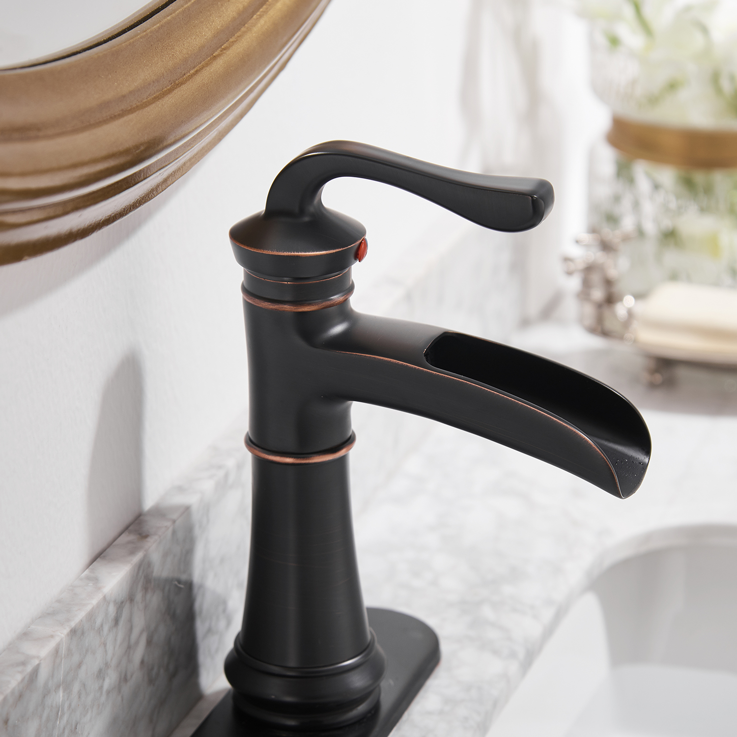 Boyel Living Single Handle Single Hole Bathroom Faucet with Deckplate Included, Pop Up Drain, Water Supply Hoses in Oil Rubbed Bronze