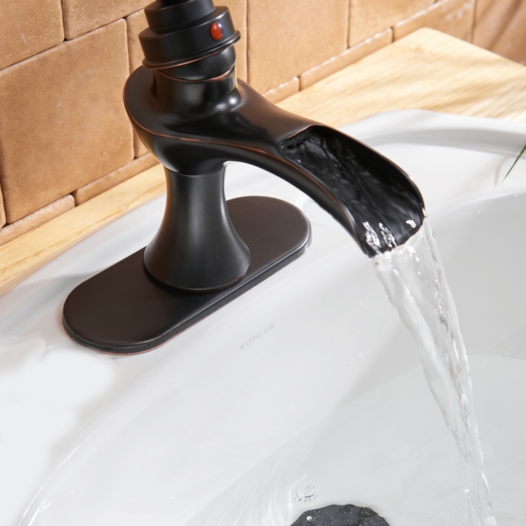 Boyel Living Single Handle Single Hole Bathroom Faucet with Deckplate Included, Pop Up Drain, Water Supply Hoses in Oil Rubbed Bronze/Brushed Nickel