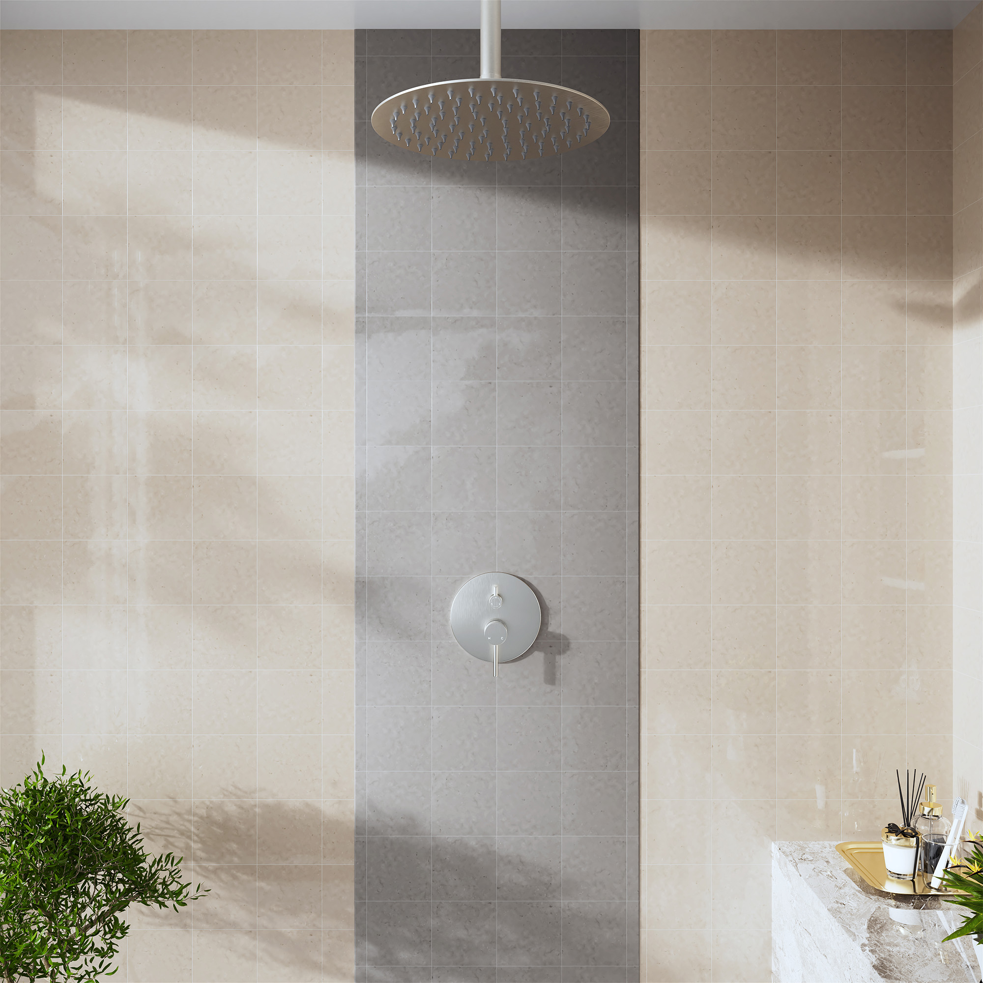 7.88" Stainless Steel Celling Mounted Round/Square Shower Arm with Flange for Rain Shower Head in Matte Black/ Brushed Nickel