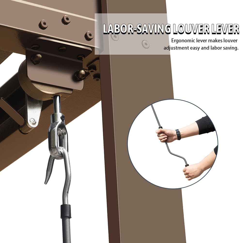 Louvered Pergola 10X13FT, Aluminum Pergola with Adjustable Roof, Aluminum Frame, Efficient Drainage System, Outdoor Pergola for Patio, Deck, Garden