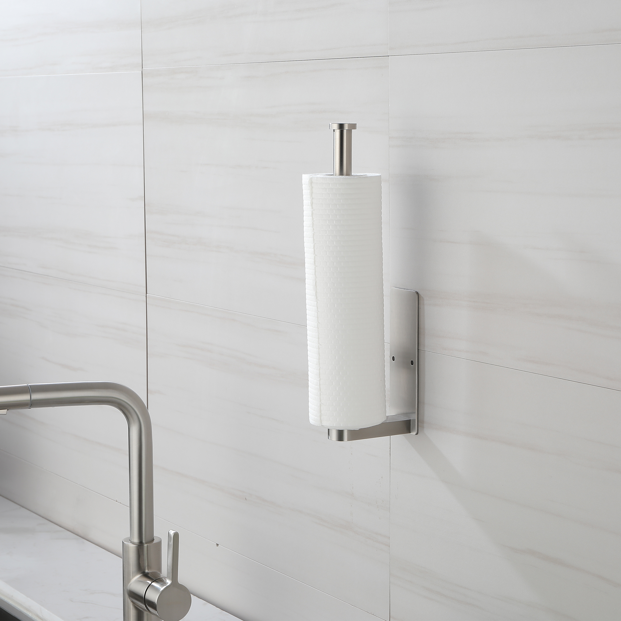  2-Pack 12 in. Wall-Mount Stainless Steel Paper Towel Holder Self Adhesive Paper Towel Holders in Brushed Nickel/Brushed Gold/Matte Black