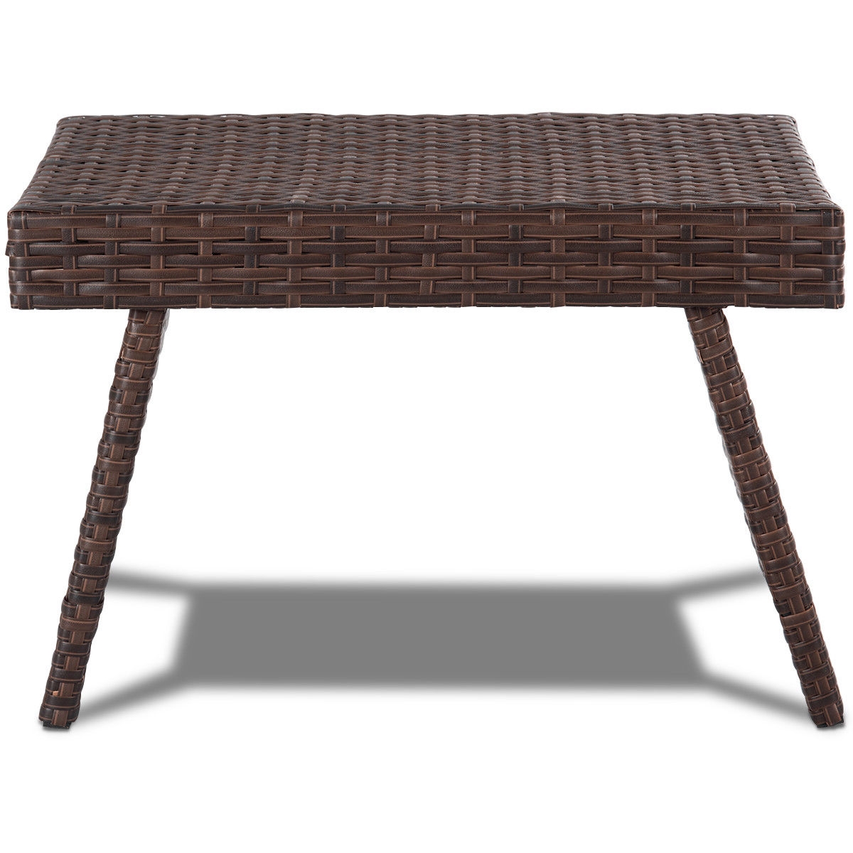 Mondawe Folding PE Rattan Side Coffee Table Patio Garden Furniture-Mondawe