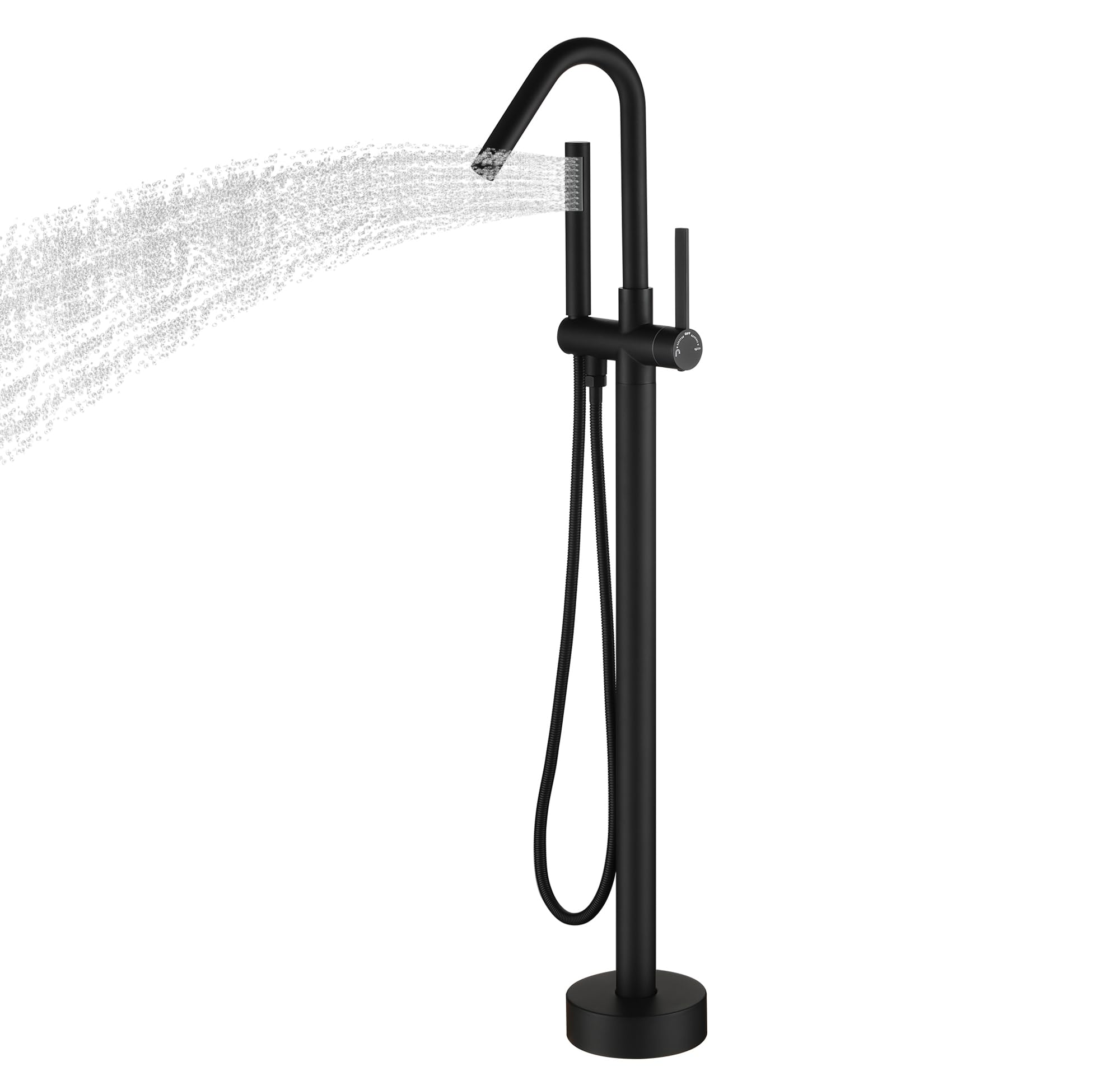 Freestanding Bathtub Faucet with Hand Shower, 360-Degree Swivel Spout, 2.5 GPM High Flow Rate Brushed Brass