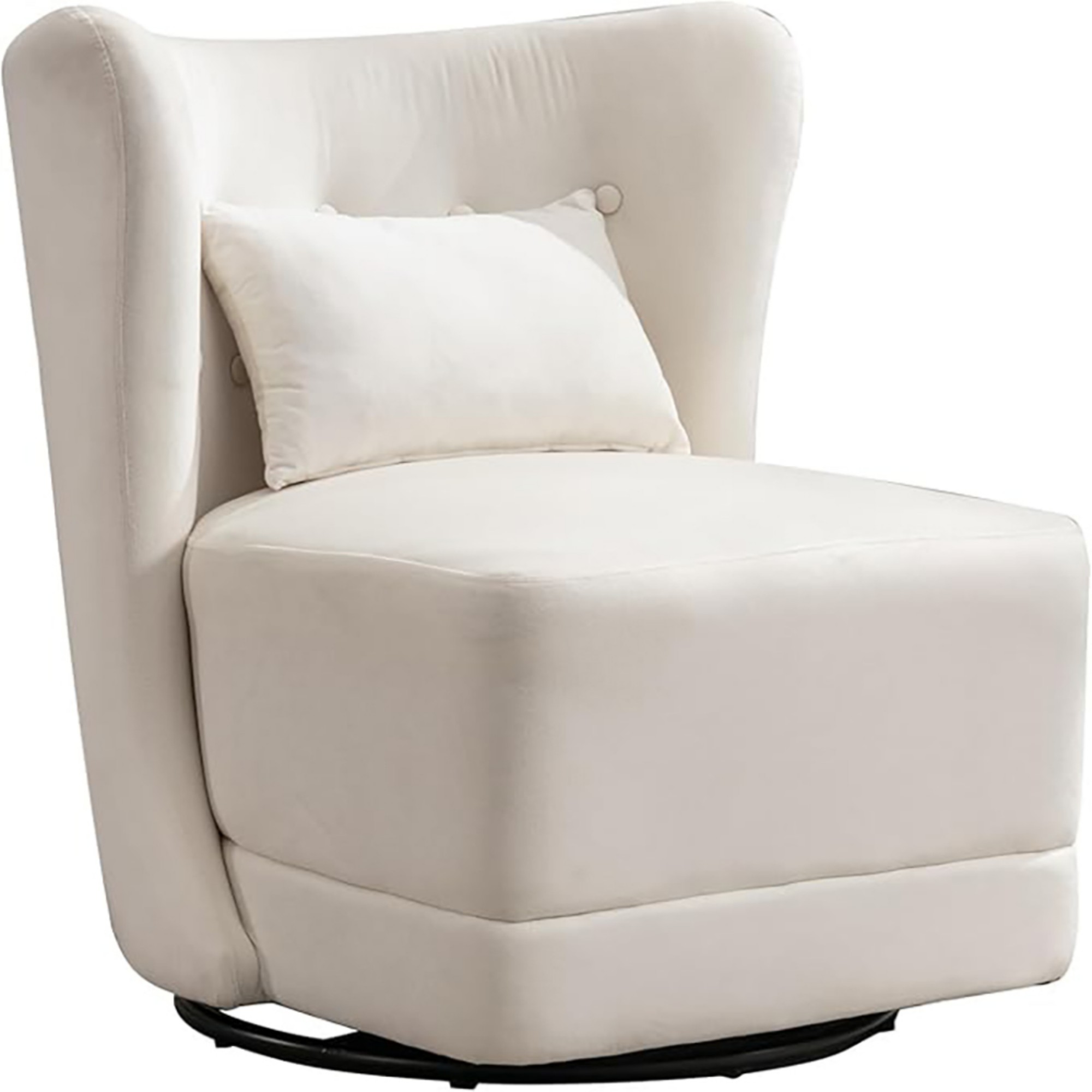 Modern Armless Chair, 360° Swivel Lounge Chair with Back Pillow, for Living Room Bedroom