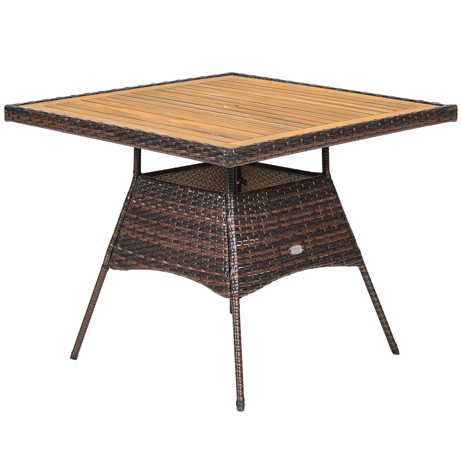 Mondawe 5 Pieces Patio Rattan Dining Furniture Set with Arm Chair and Wooden Table Top-Mondawe