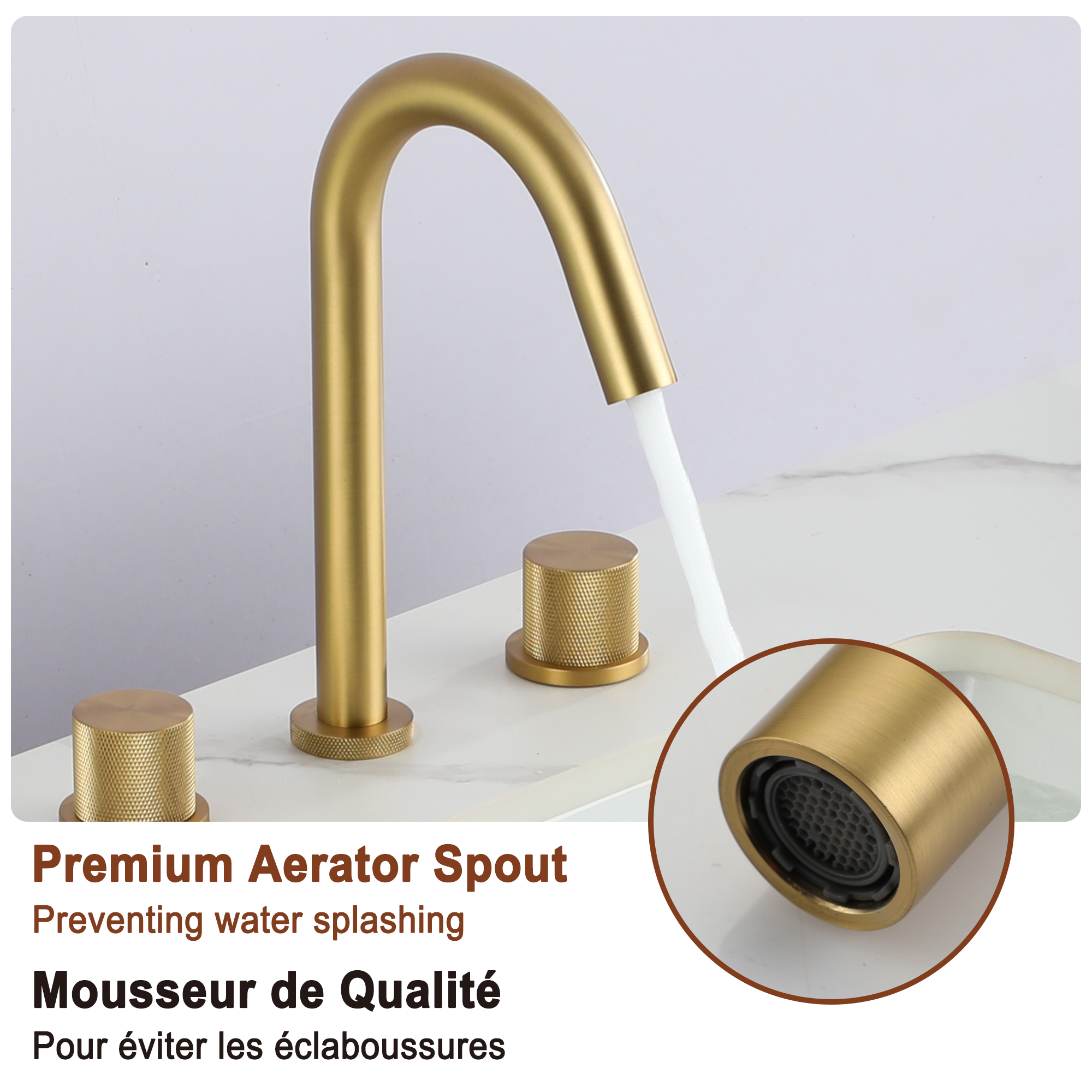 Mondawe 8 in. Widespread Double-Handle Bathroom Faucet in Nickel Brushed/Black/Brushed Gold-Mondawe