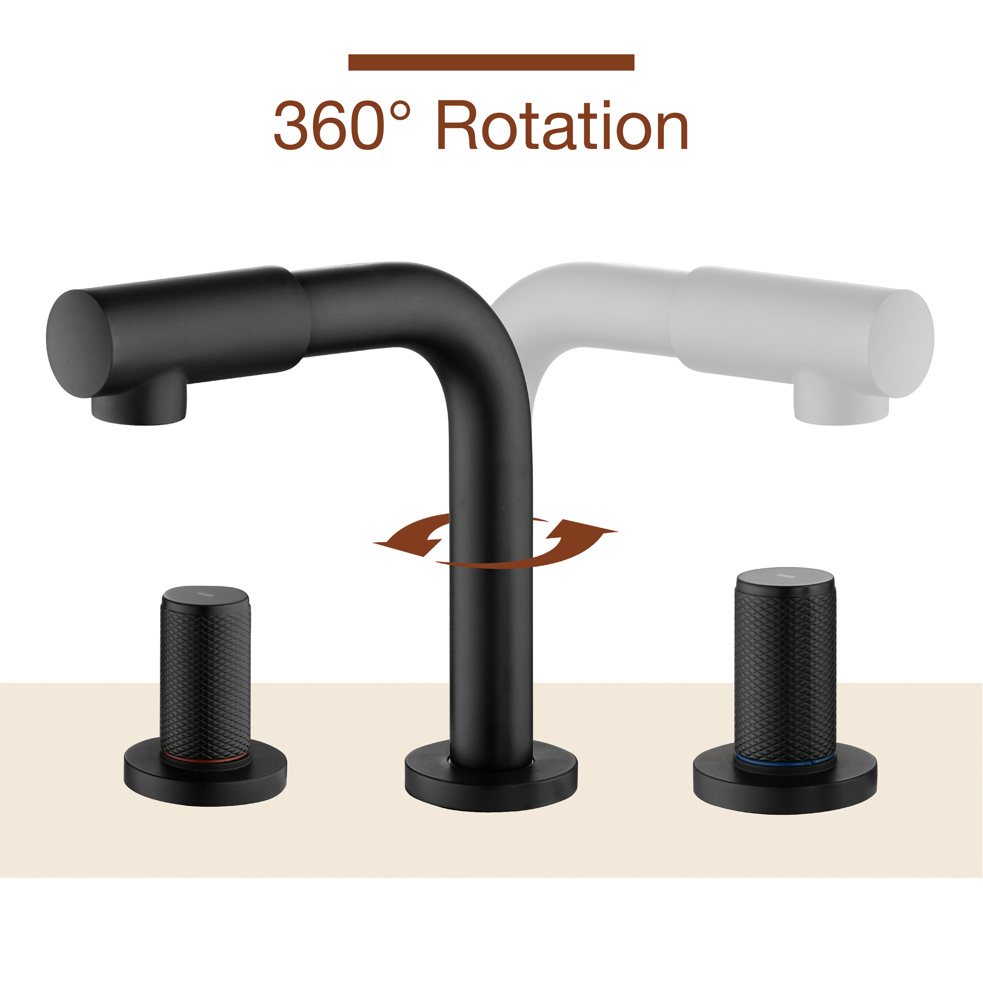 Mondawe Double Handle 8-Inch Center Wide-Spread Bathroom Faucet in Gold/Black/Nickel-Mondawe