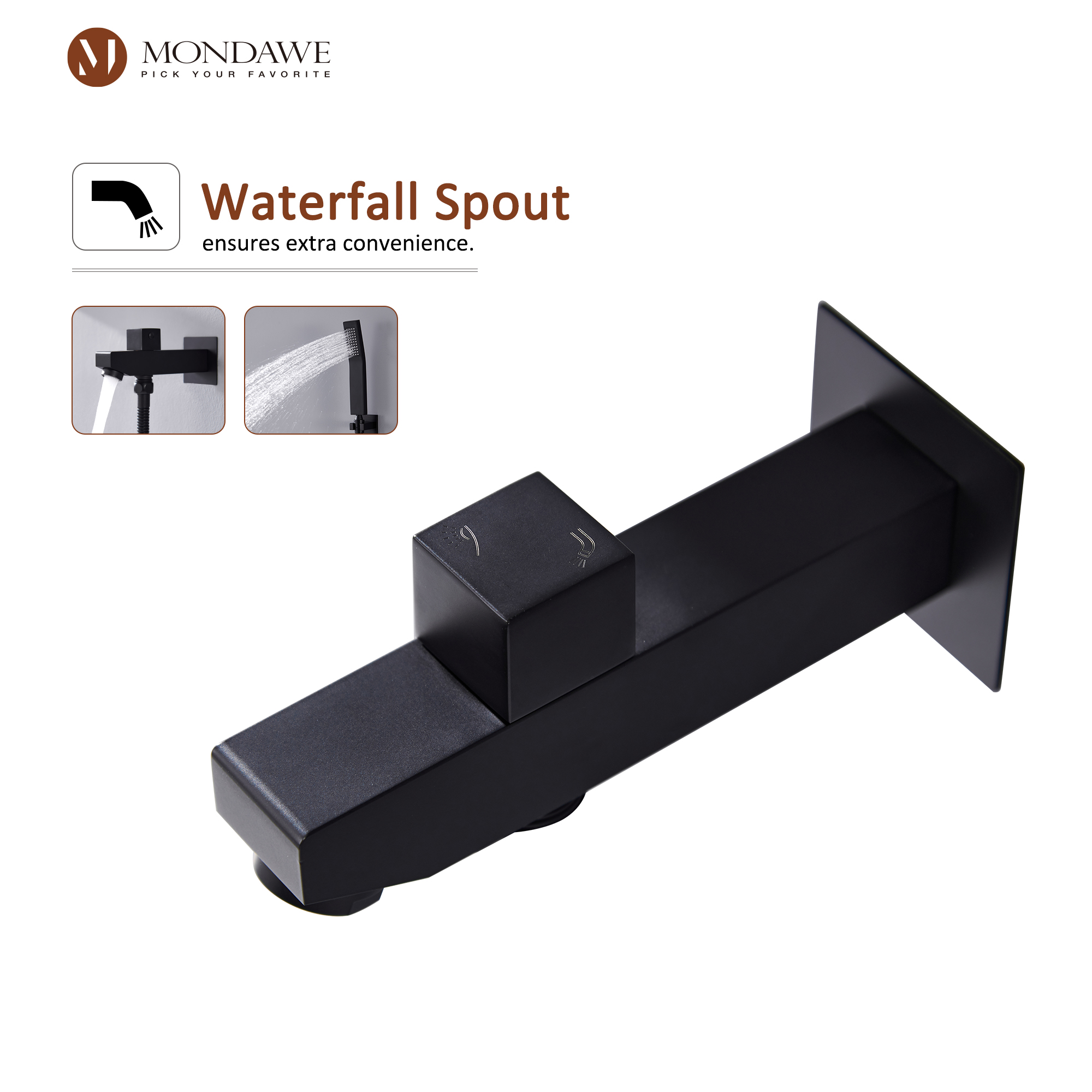 Mondawe 4-Way Shower System with LED and Music Player in Black/Nickel/Gold-Mondawe