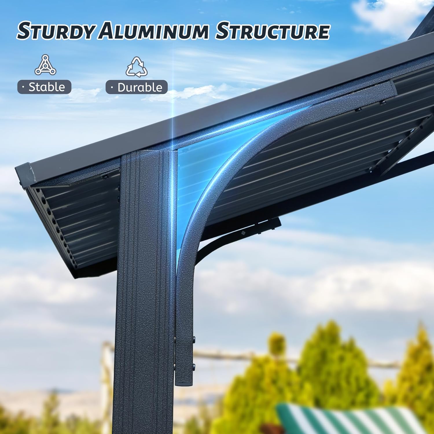 Hardtop Grill Gazebo, Outdoor BBQ Gazebo with 2 Side Shelves and Sloping Galvanized Steel Roof, Metal Permanent Grill Canopy with Ceiling Hooks for Patio, Lawn, Backyard, Deck