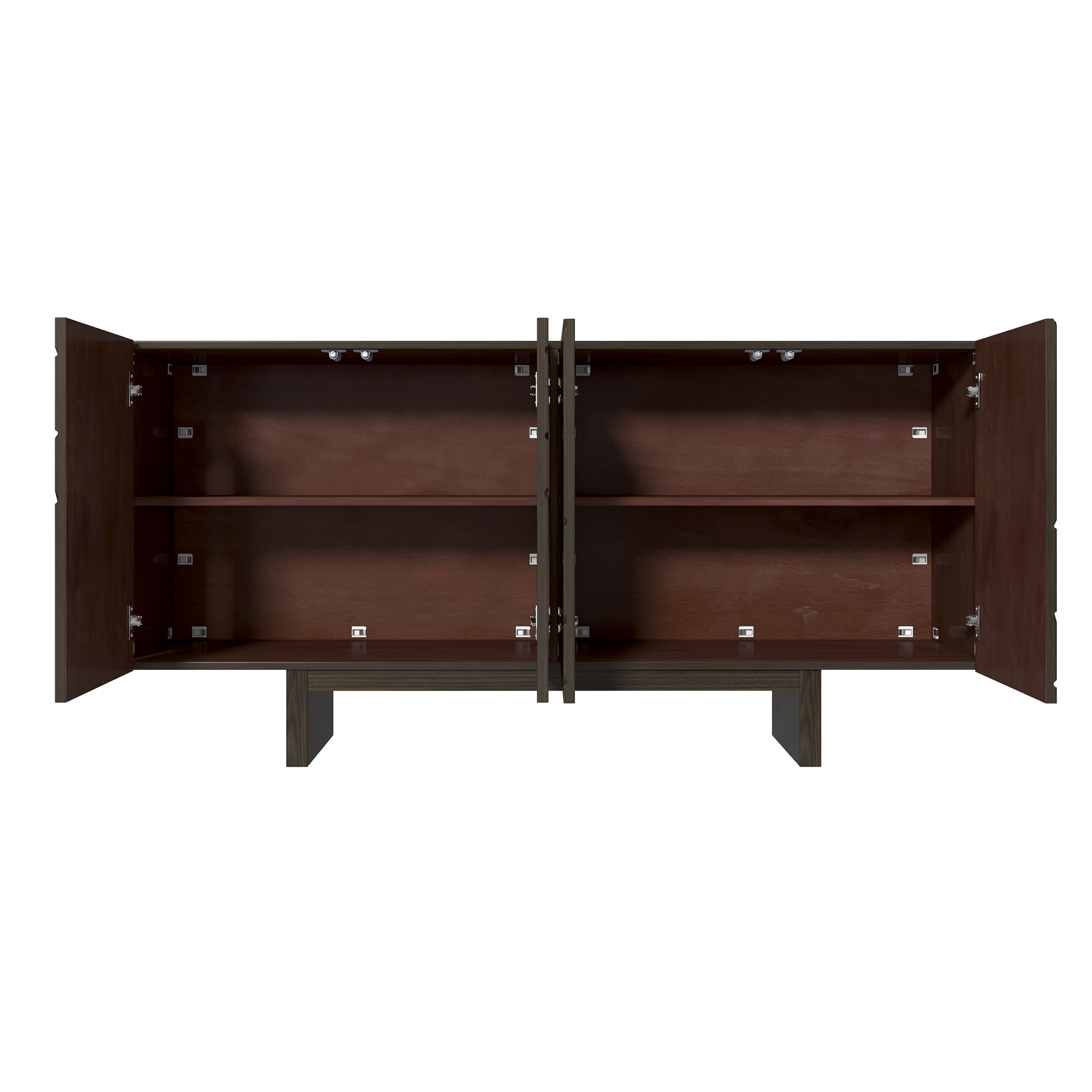 White/Brown 4-Door Modern Wood Grain Accent Storage Cabinet For Living Room, Foyer and Kitchen-Dining Room