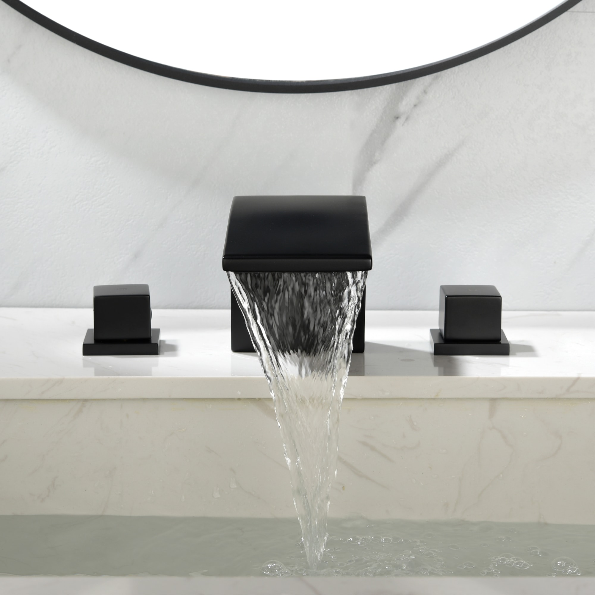 Mondawe Double Handle 8-Inch Center Wide-Spread Bathroom Faucet(Black/Gold/Nickel/Gray)-Mondawe