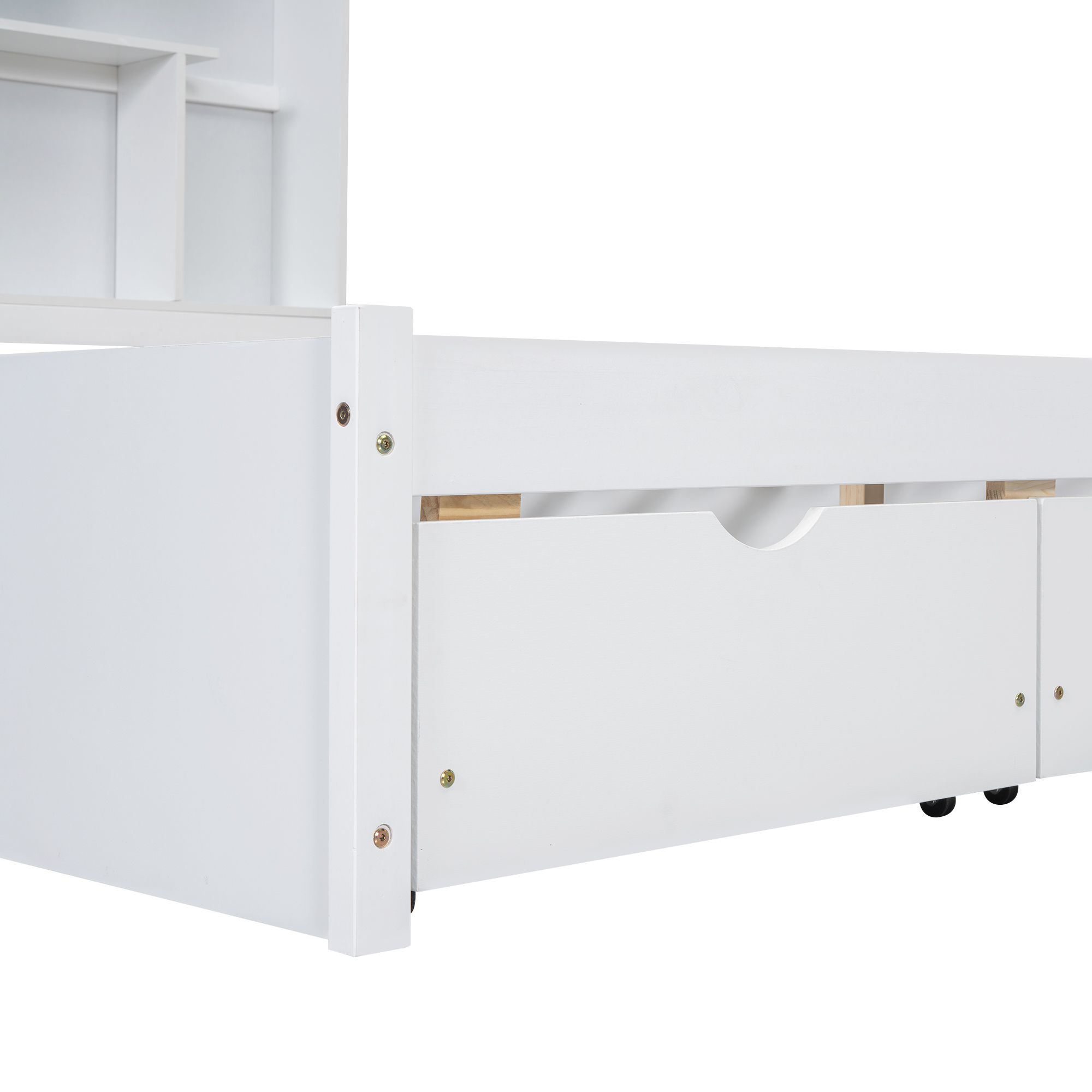 Full/Queen Size Platform Bed with Storage Headboard and 2 Drawers, Gray/White