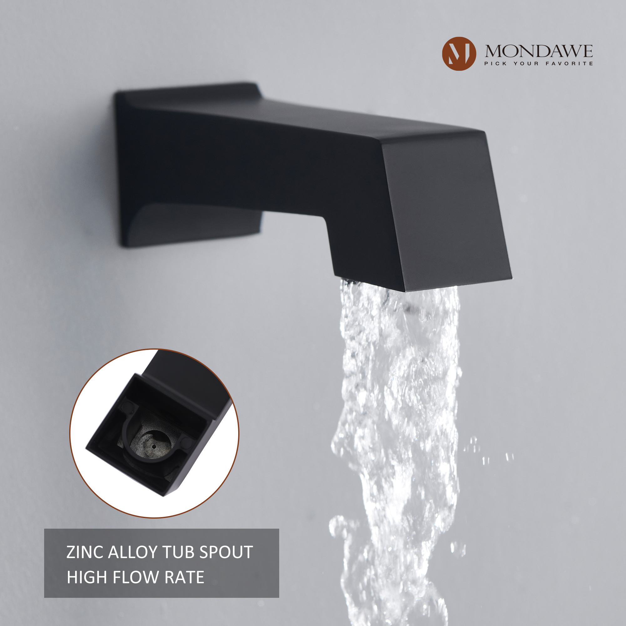 Mondawe Three function Pressure Balance Shower Set with 10 in Shower Head(5 color, Valve Included)-Mondawe