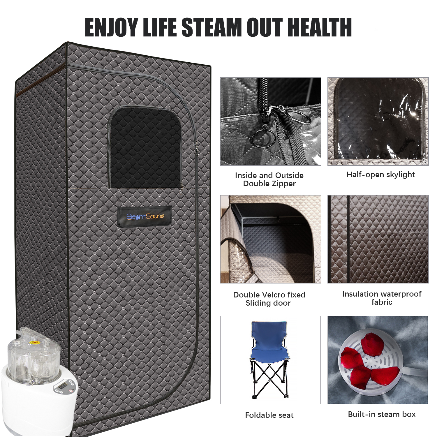 Sojourner Portable Sauna for Home - Steam Sauna Tent, Personal Sauna - Sauna Heater, Tent, Chair, Remote Included for Home Sauna - Enjoy Your Own Personal Spa 