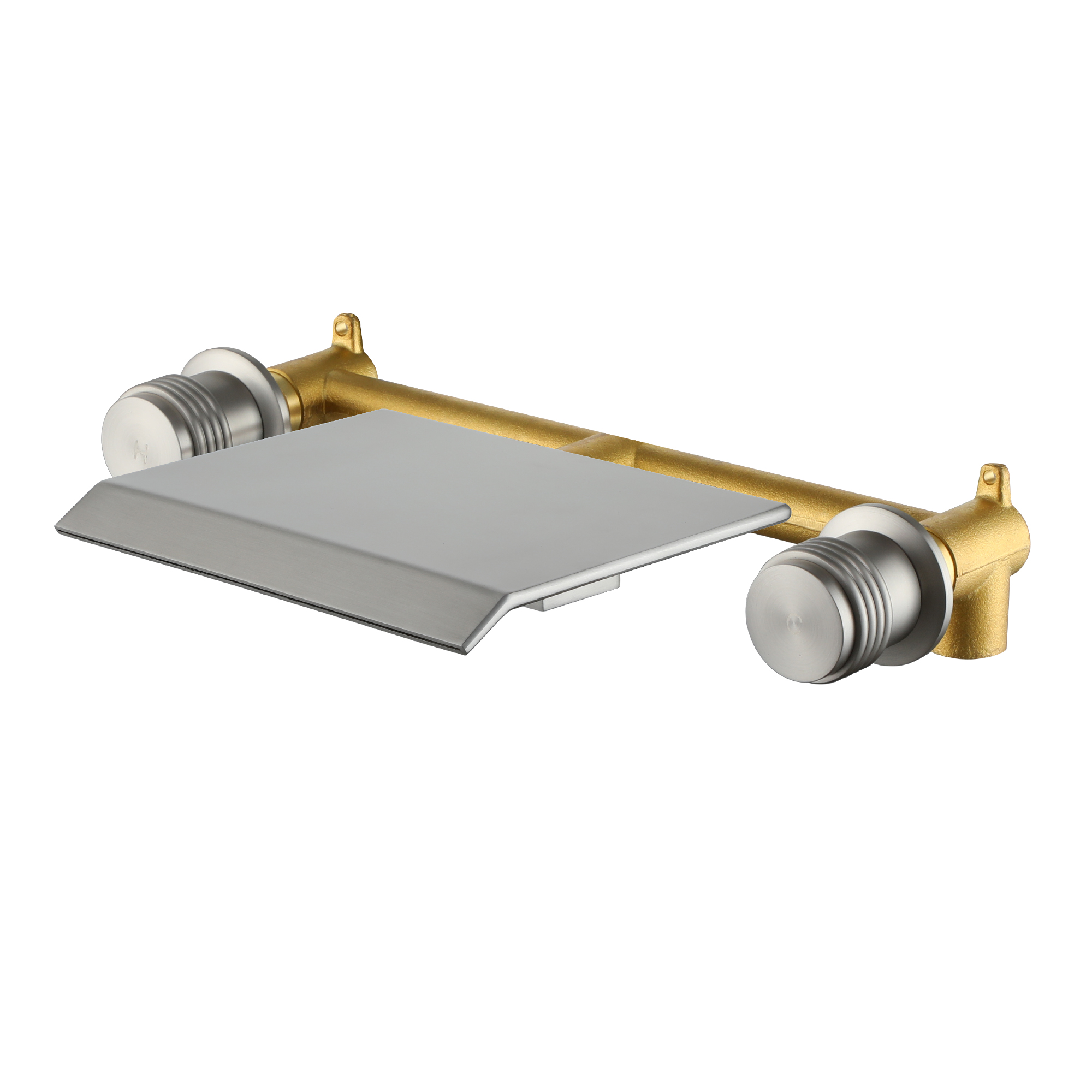 Wall Mount Sink Faucet Waterfall Roman Tub Filler Double-Handle Bathroom Basin Faucets with High Flow Rate